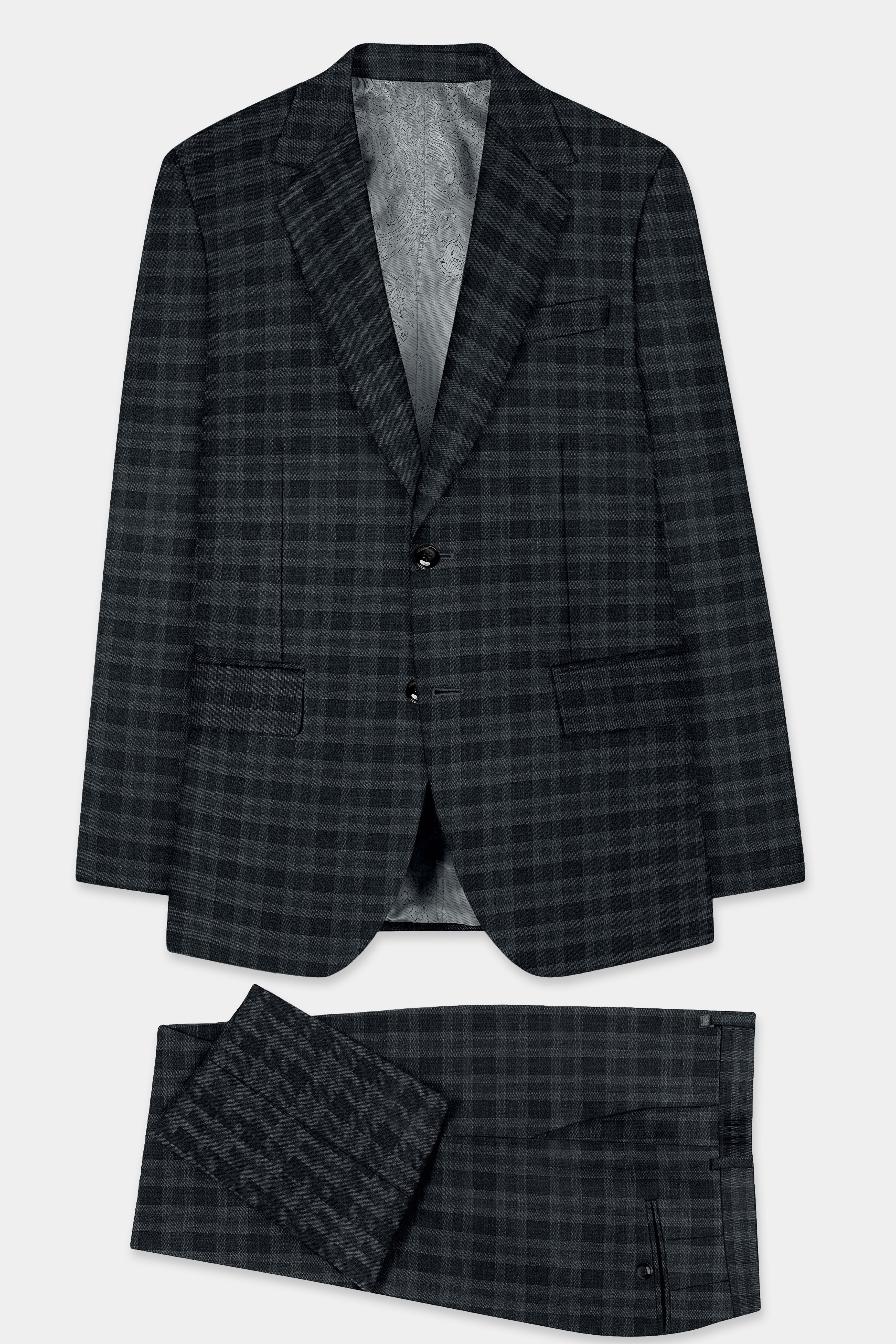 Bunker Gray With Vampire Plaid Wool Blend Suit