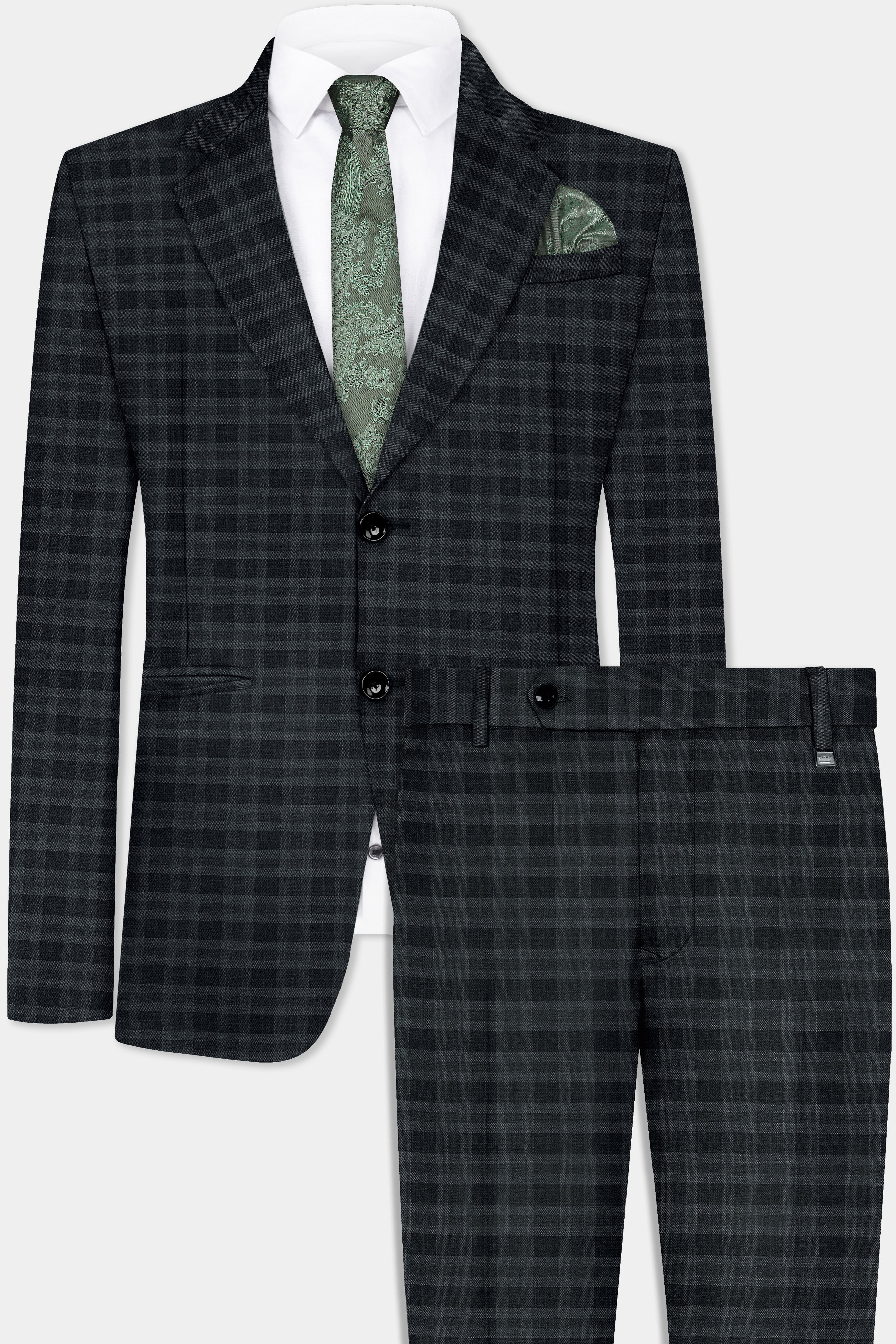 Bunker Gray With Vampire Plaid Wool Blend Suit