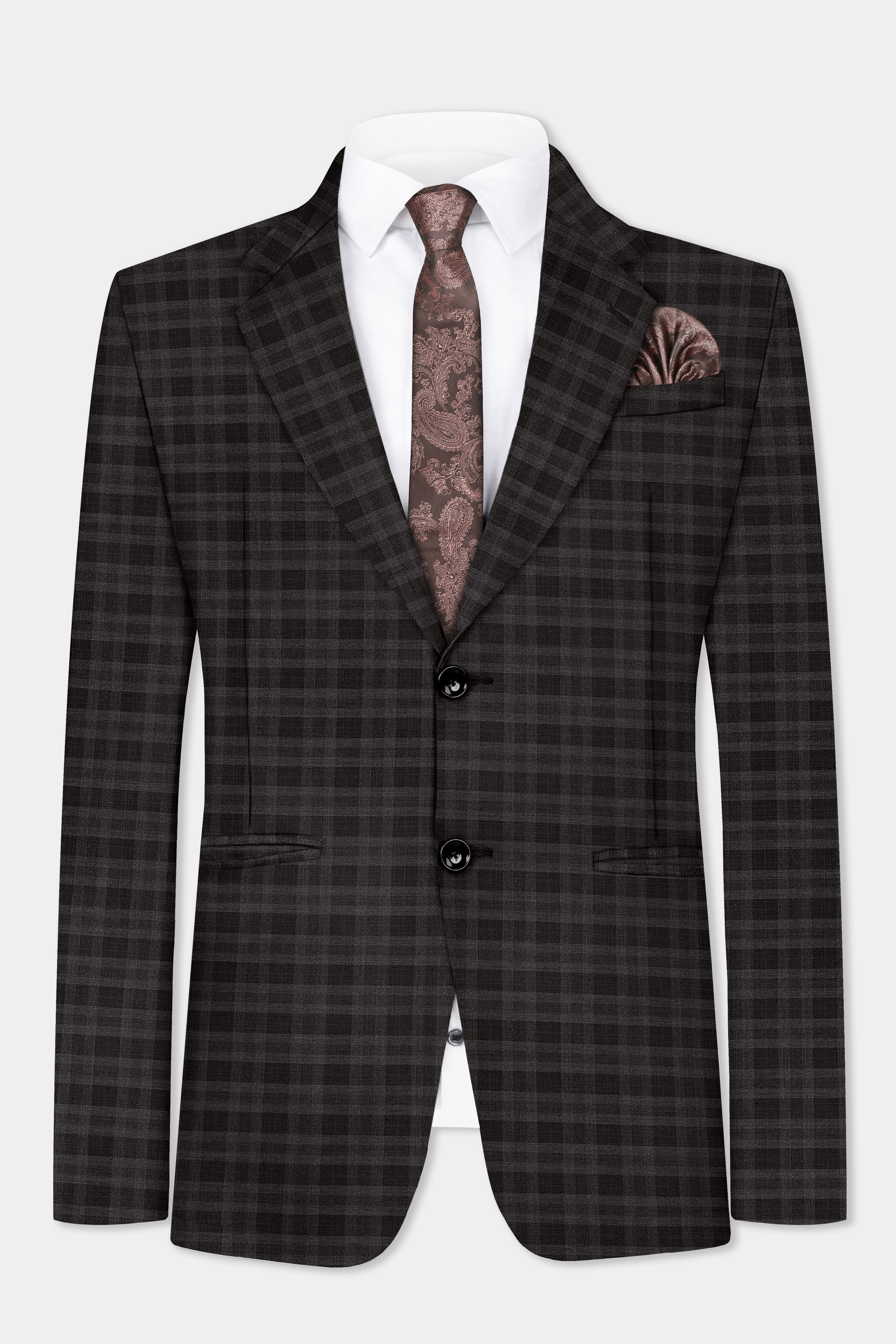 Zeus Brown With Emperor Plaid Wool Blend Suit