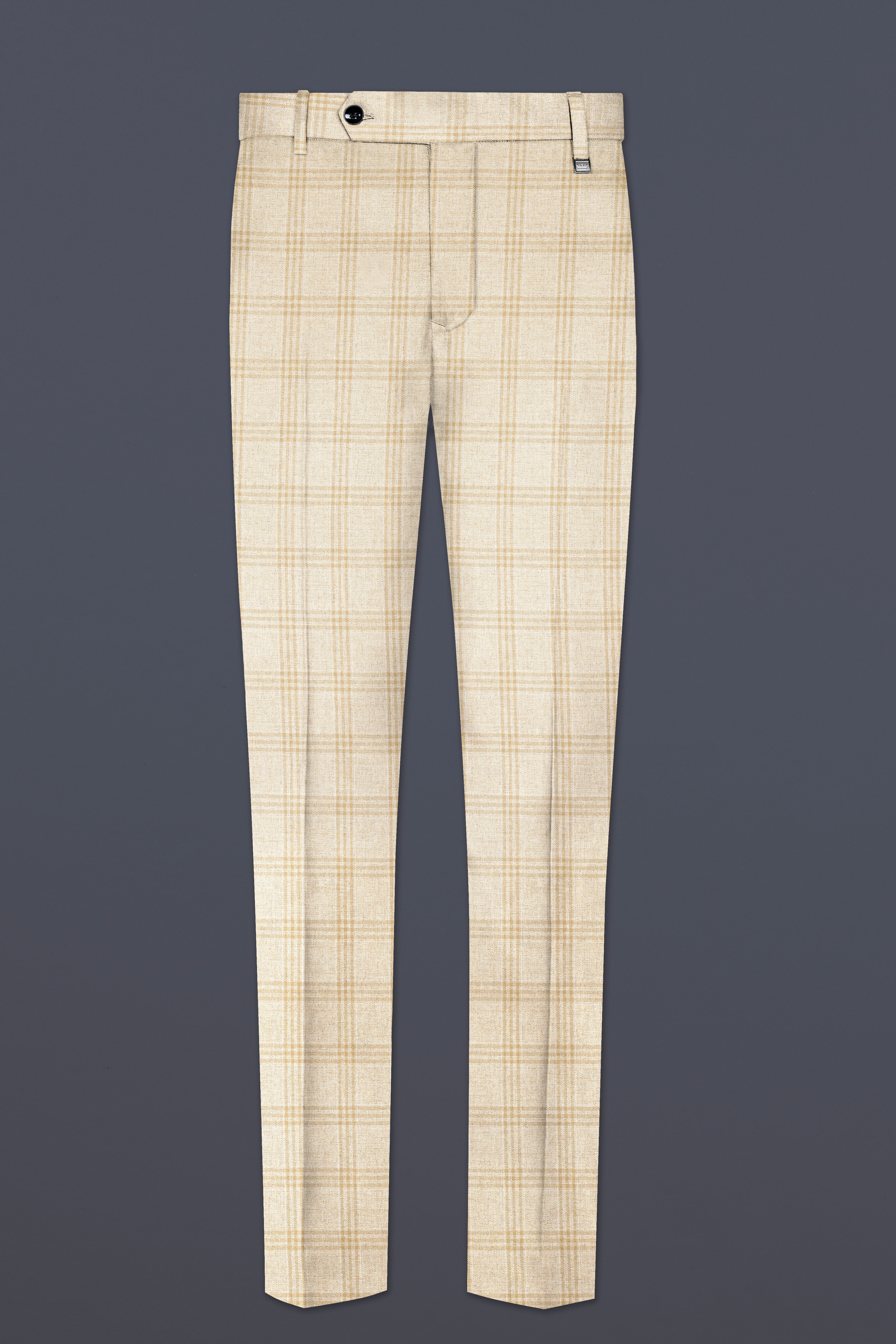 Bizarre Cream Windowpane Cross Placket Bandhgala Suit