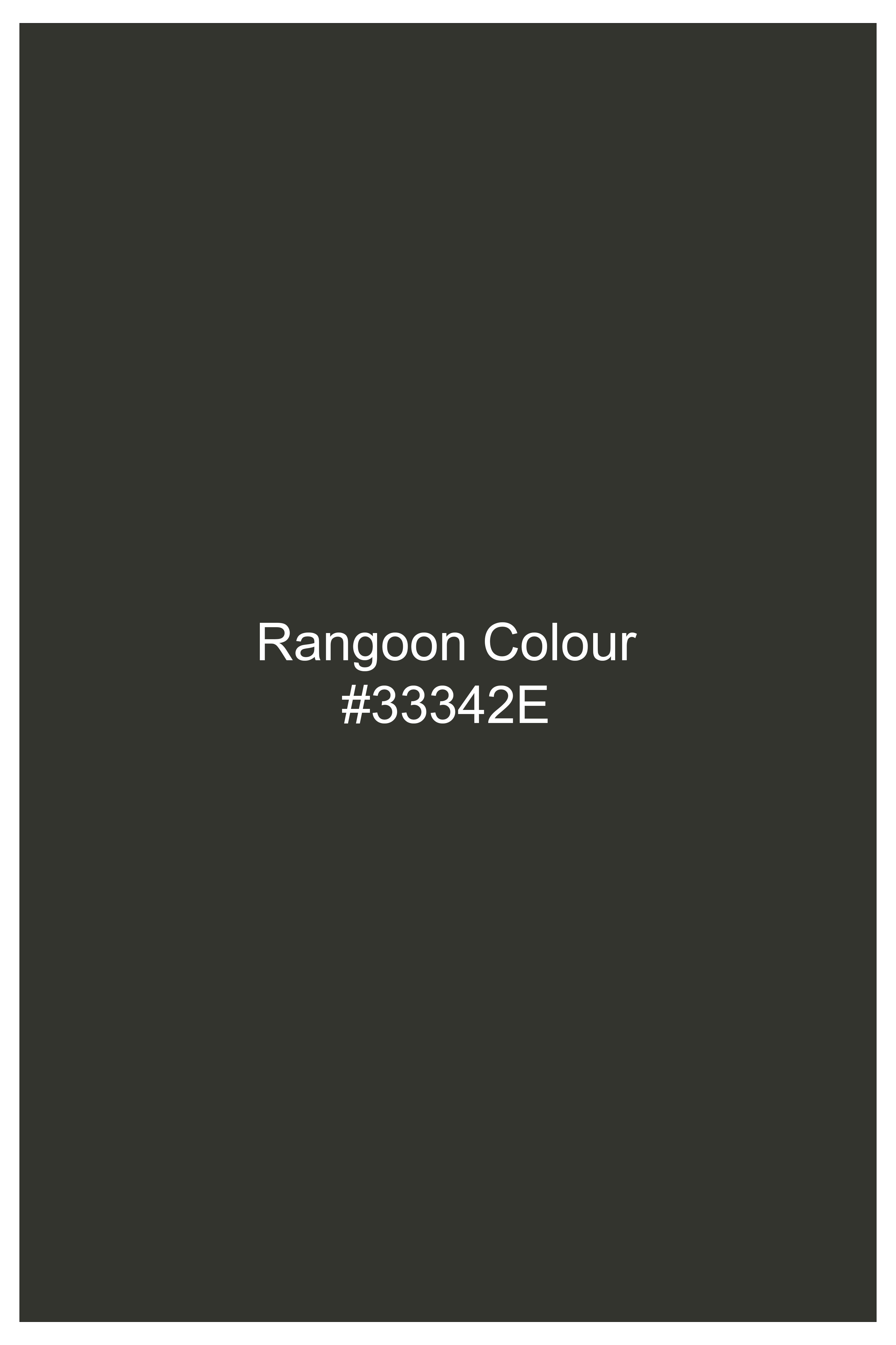 Rangoon Green Wool Blend Cross Placket Bandhgala Suit