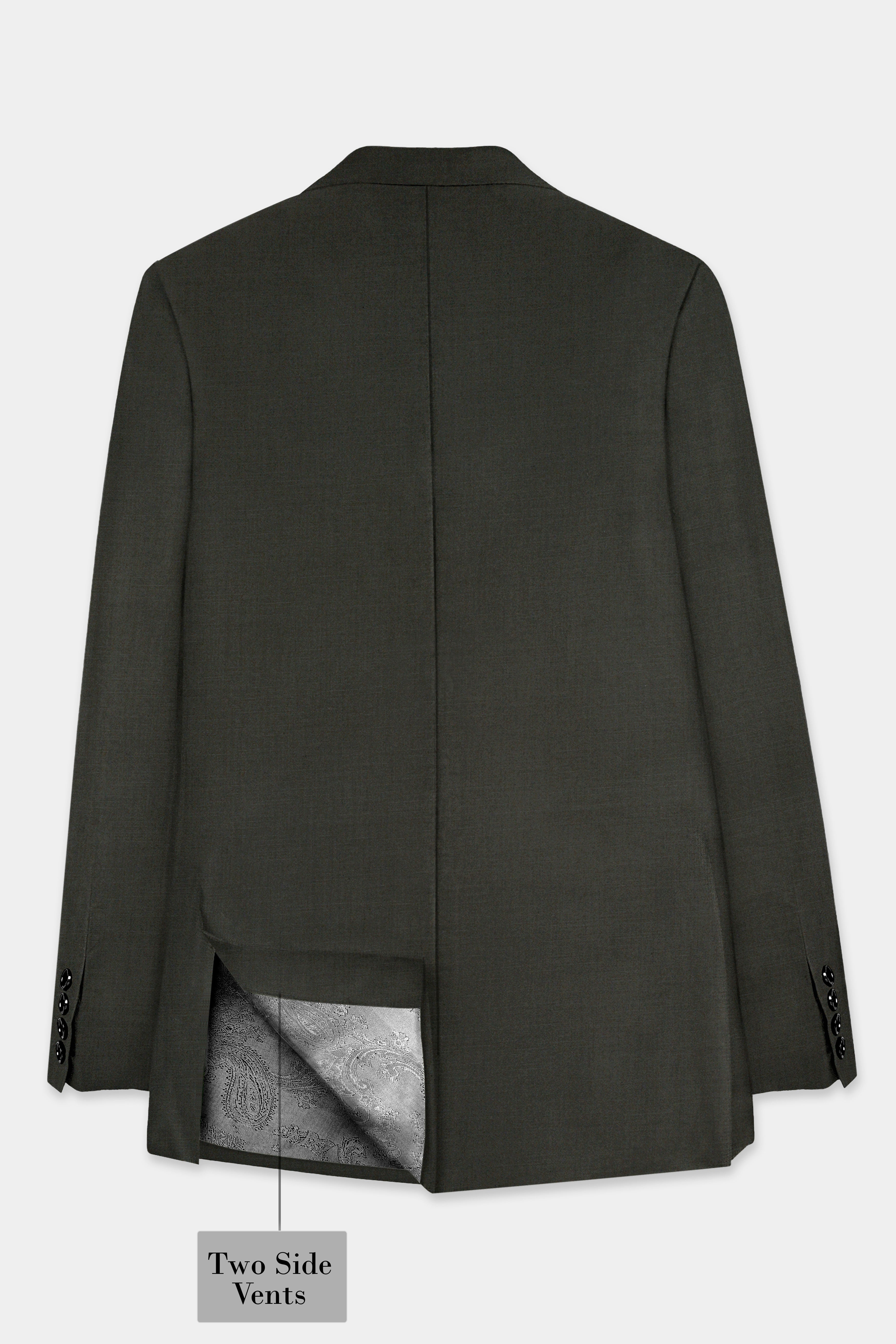 Rangoon Green Wool Blend Peak Collar Tuxedo Suit