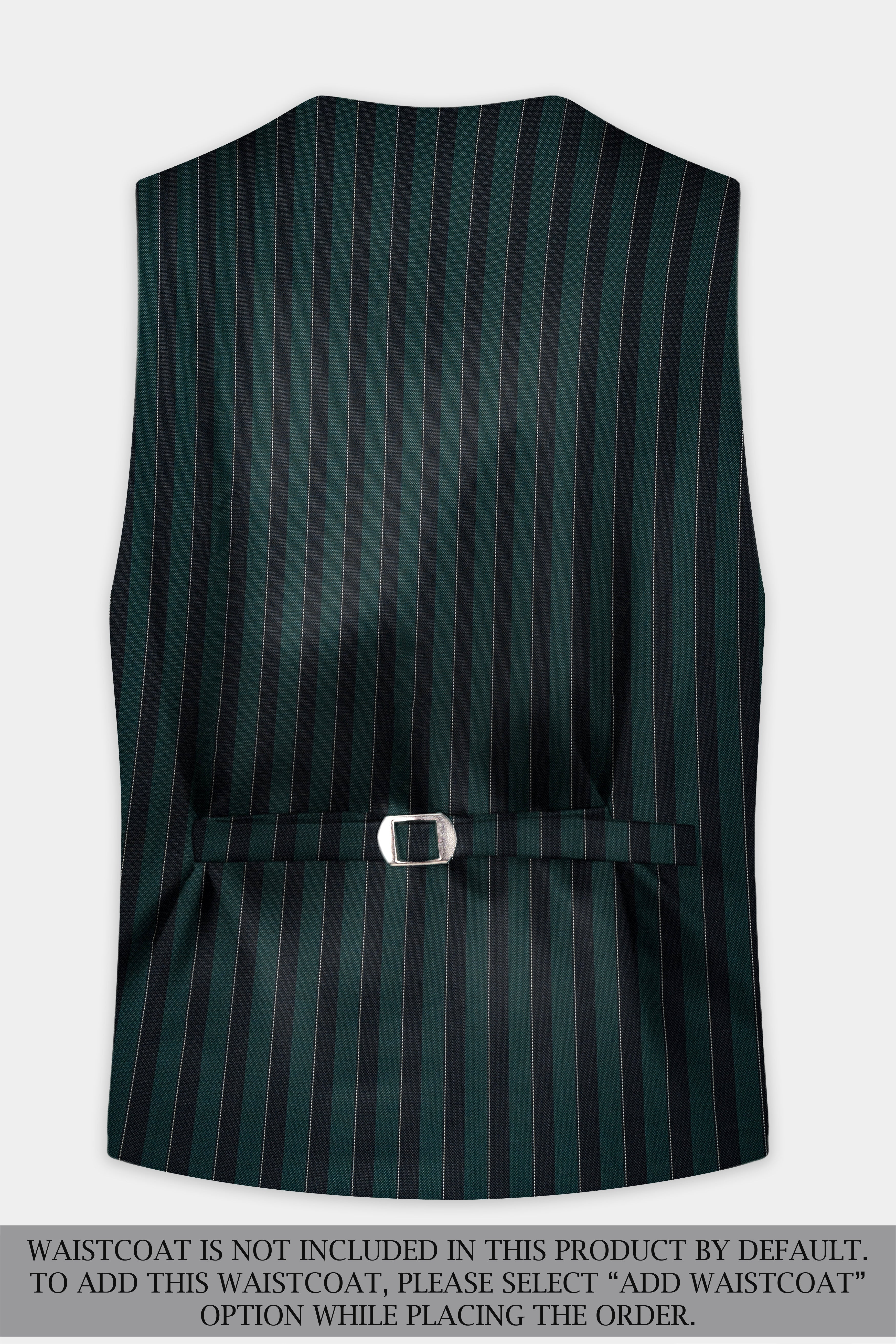 Timber Green With Bunker Black Striped Wool Blend Suit