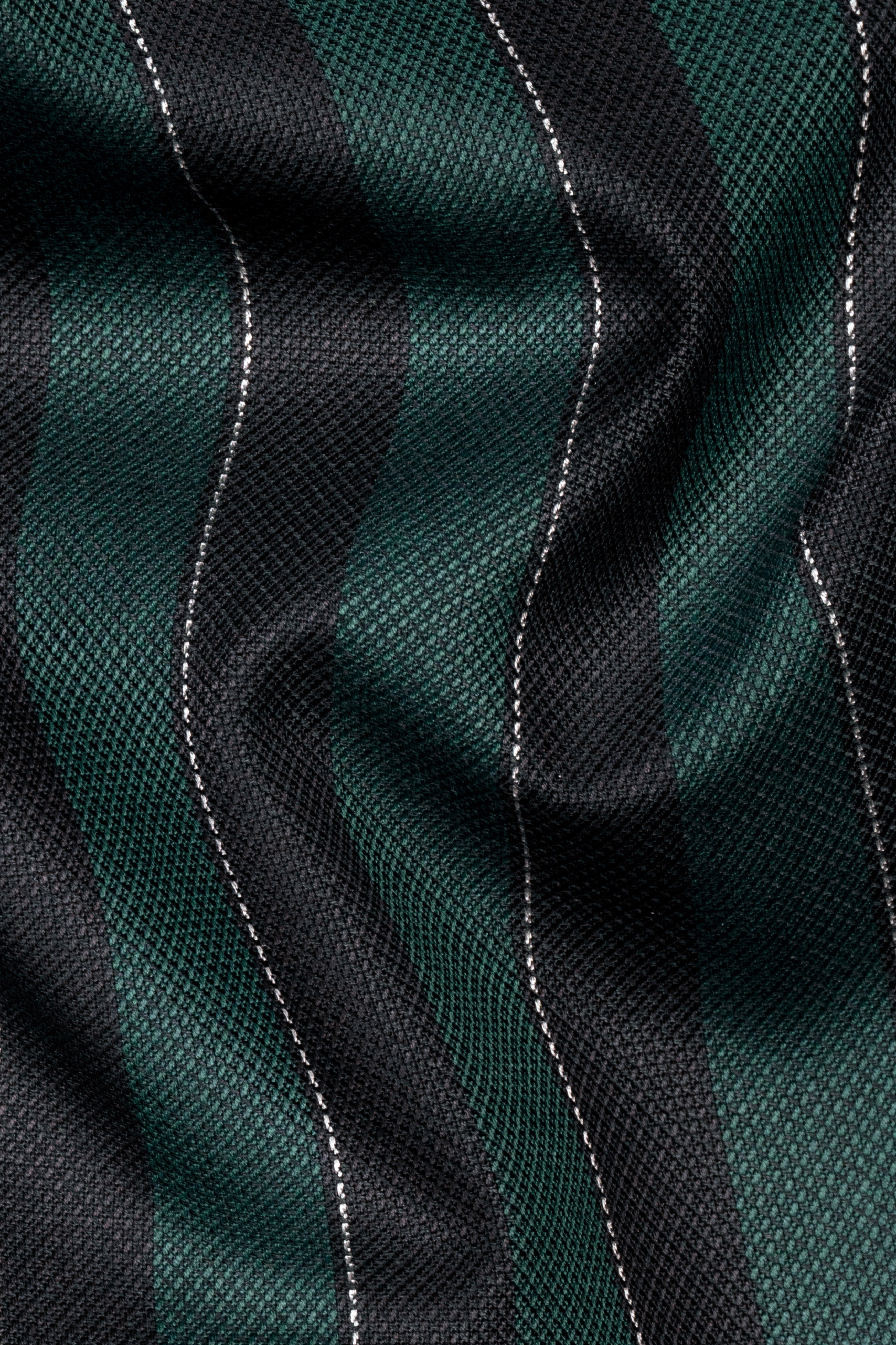 Timber Green With Bunker Black Striped Wool Blend Suit