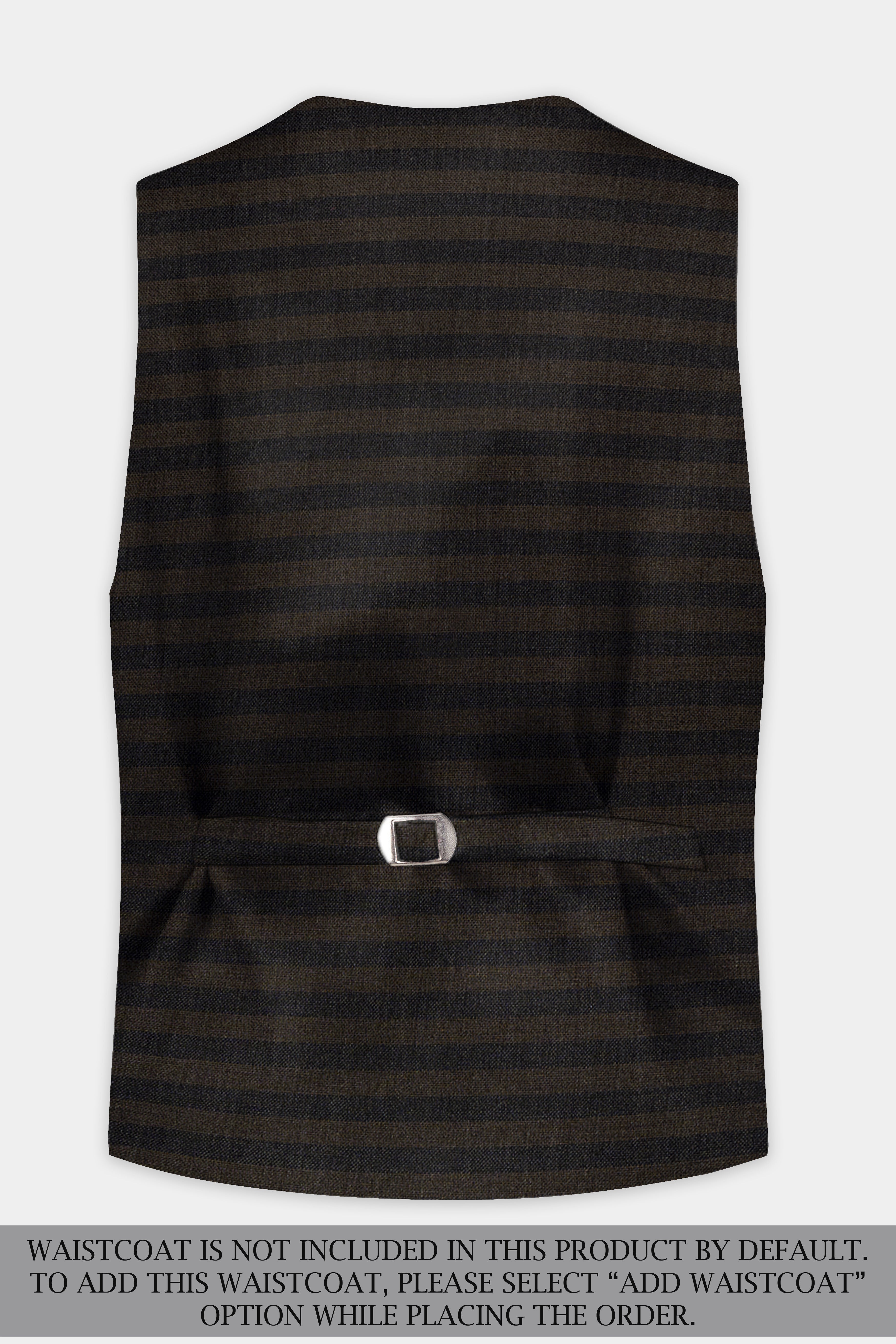 Taupe Brown With Jade Black Striped Wool Blend Suit