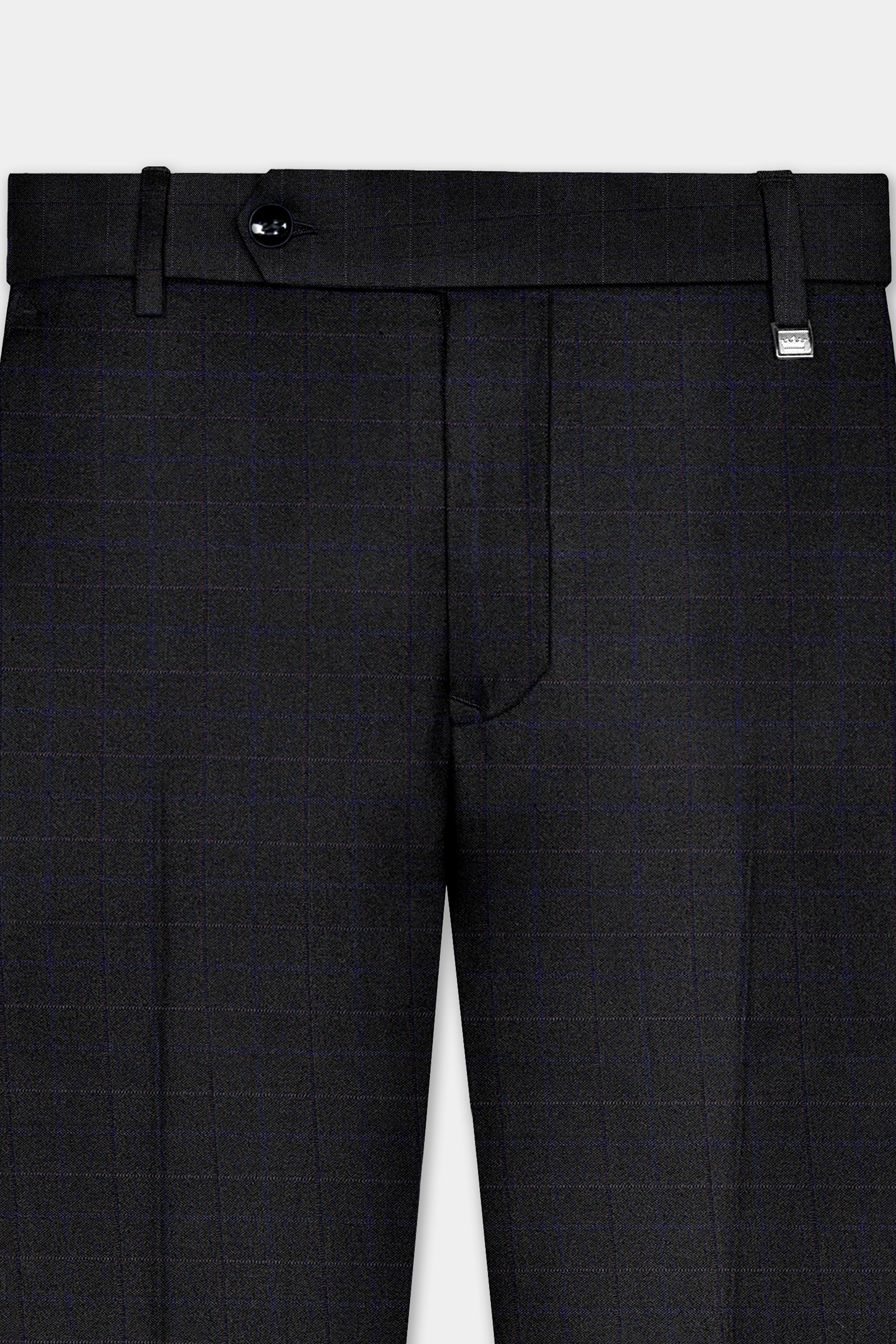 Jade Black Plaid Wool Blend Single Breasted Suit