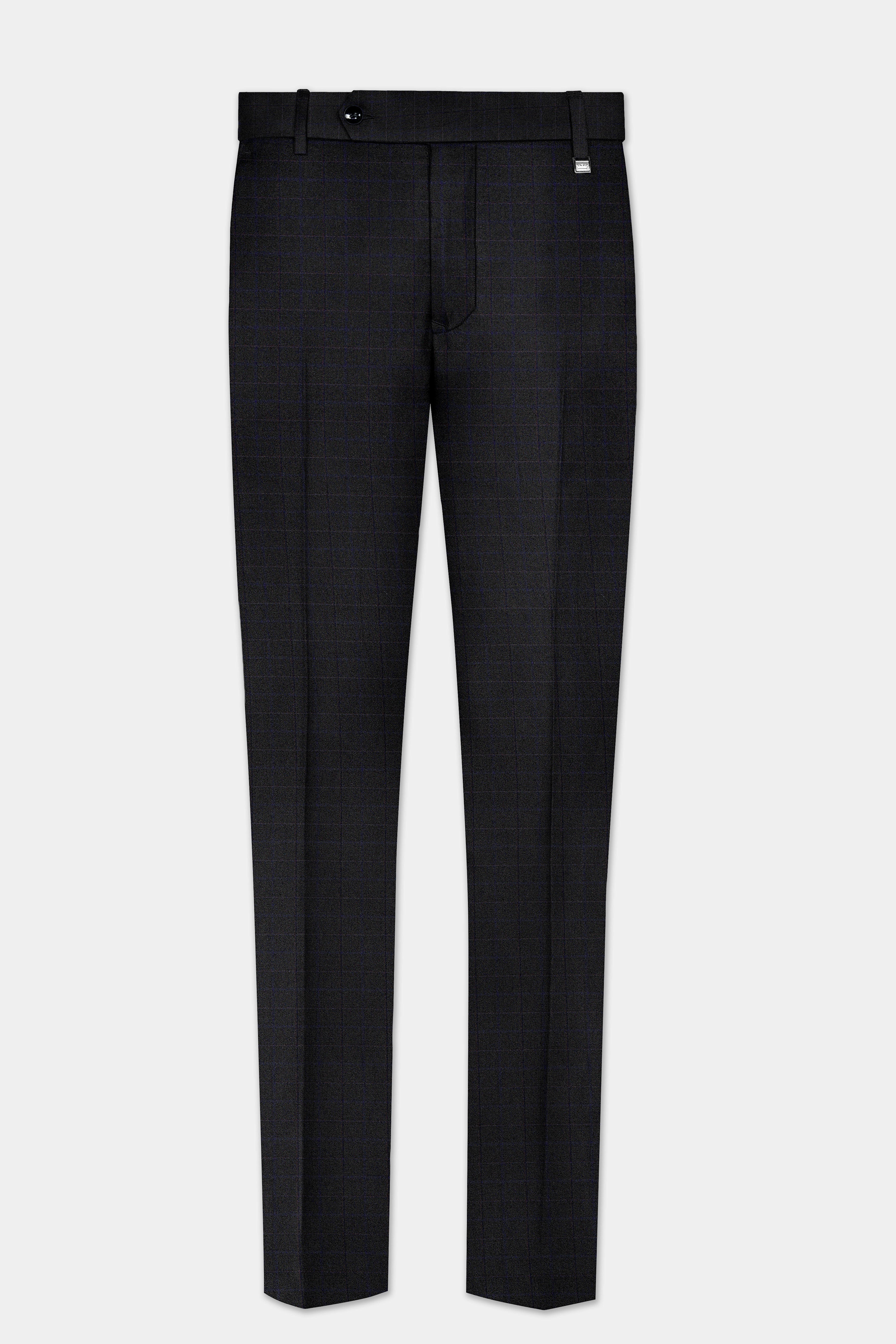 Jade Black Plaid Wool Blend Single Breasted Suit