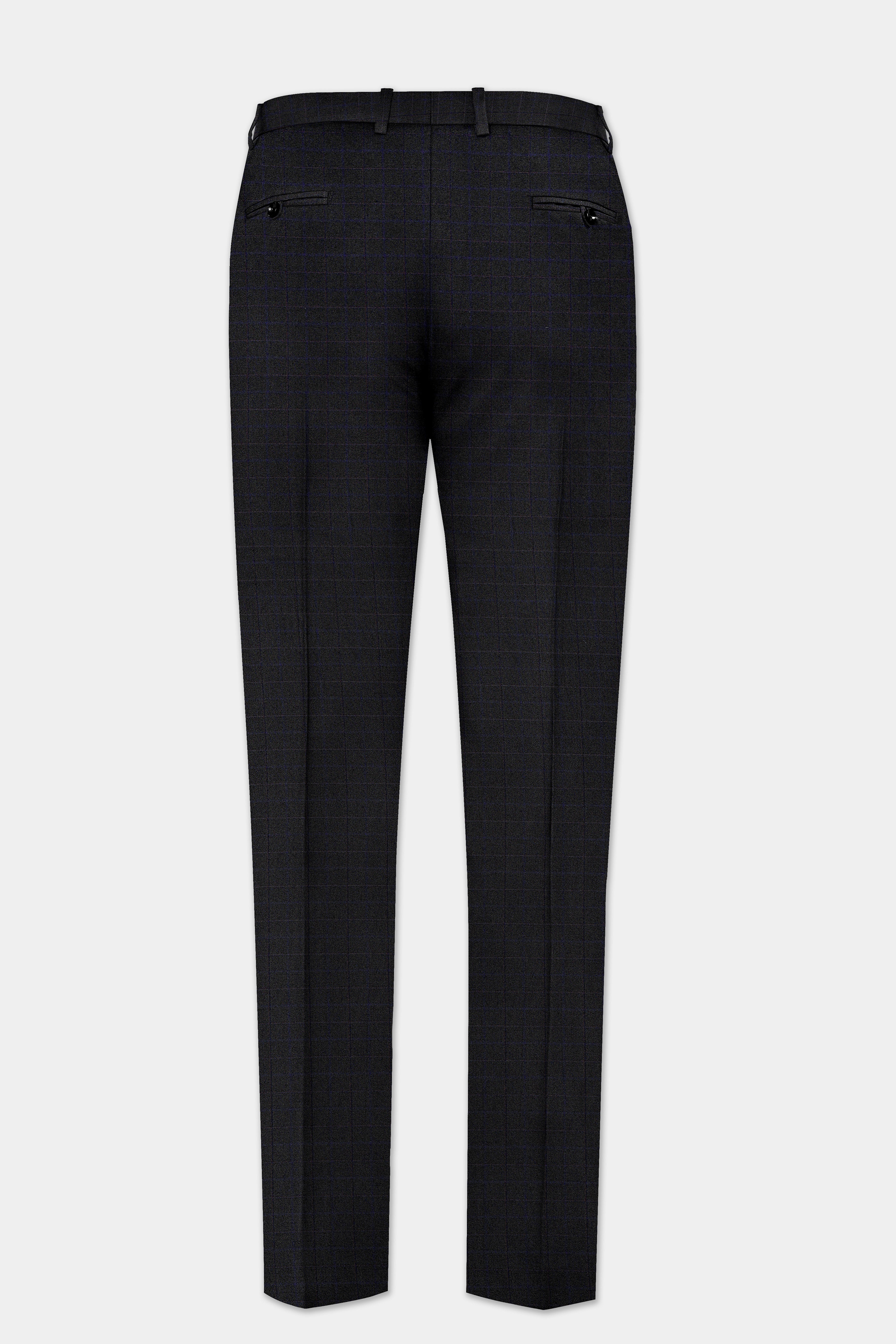 Jade Black Plaid Wool Blend Single Breasted Suit