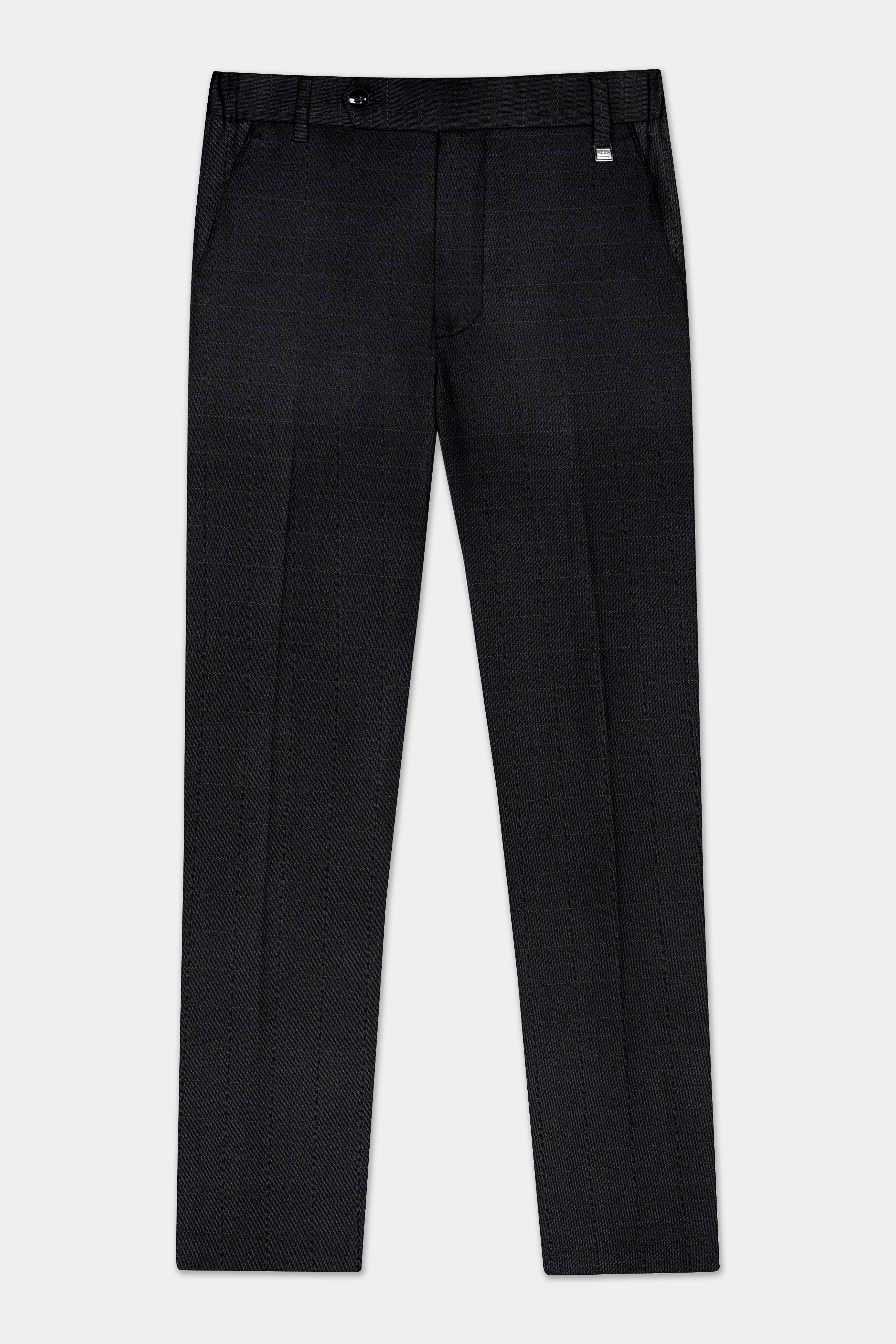 Jade Black Plaid Wool Blend Single Breasted Suit