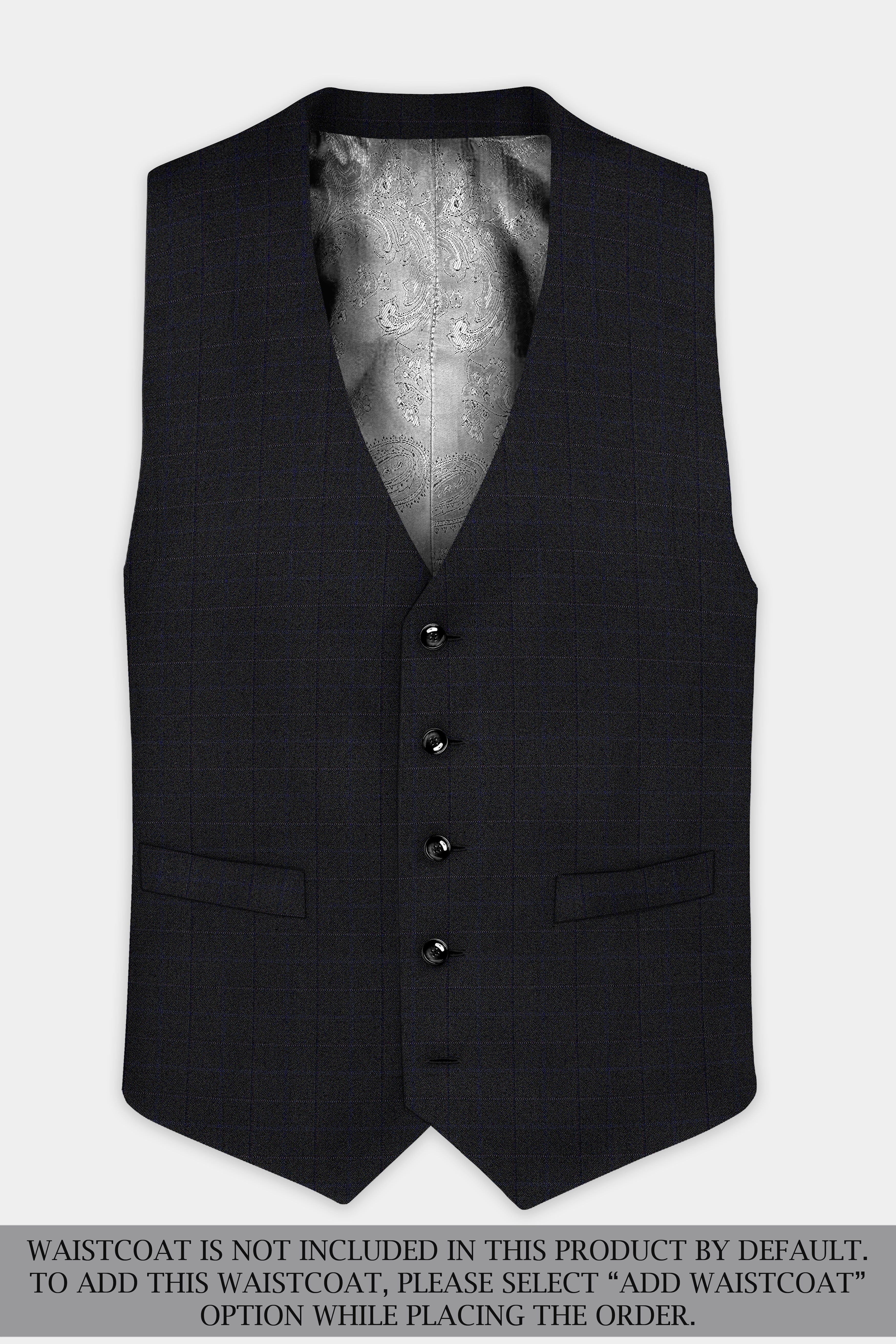 Jade Black Plaid Wool Blend Single Breasted Suit