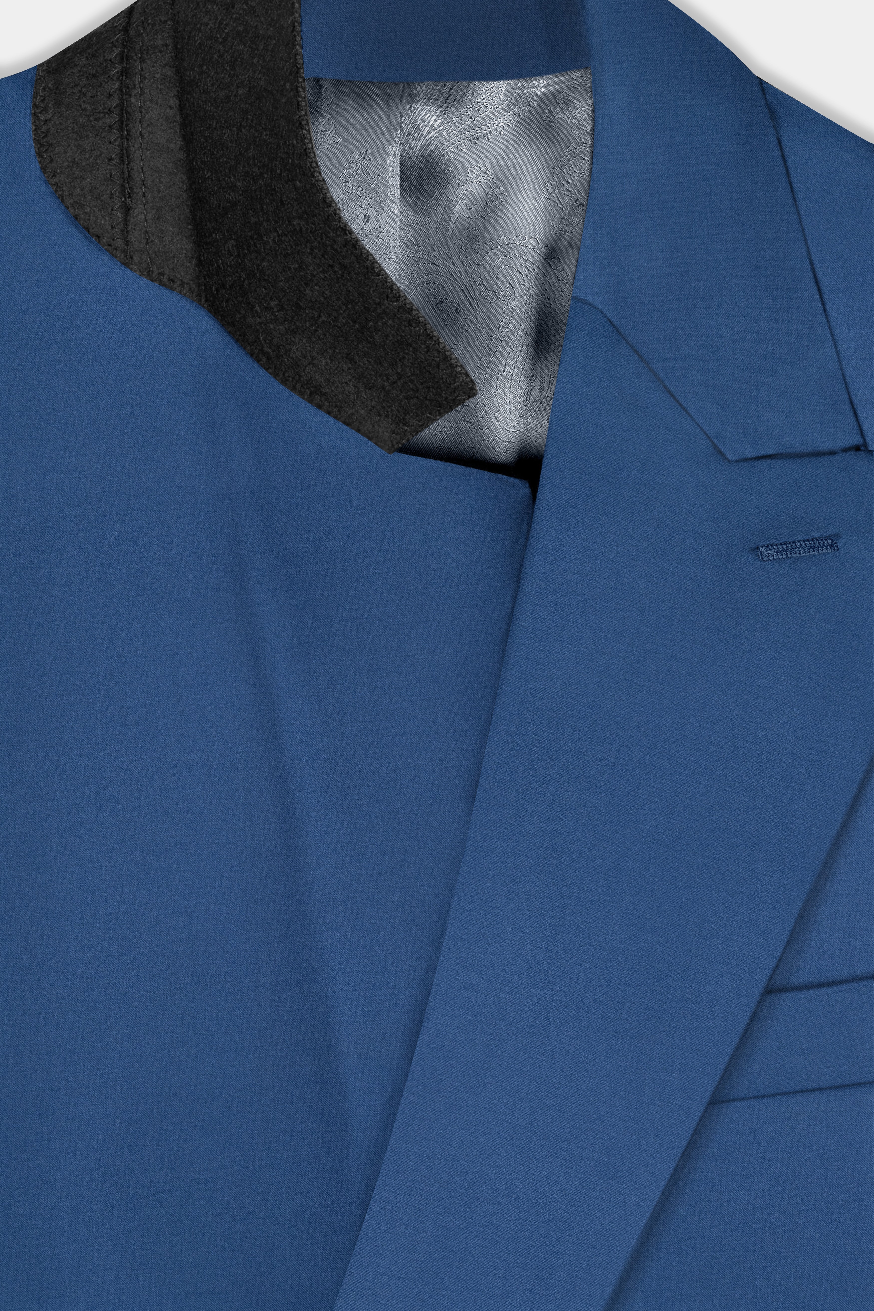 Rhino Blue Solid Wool Blend Double Breasted Suit