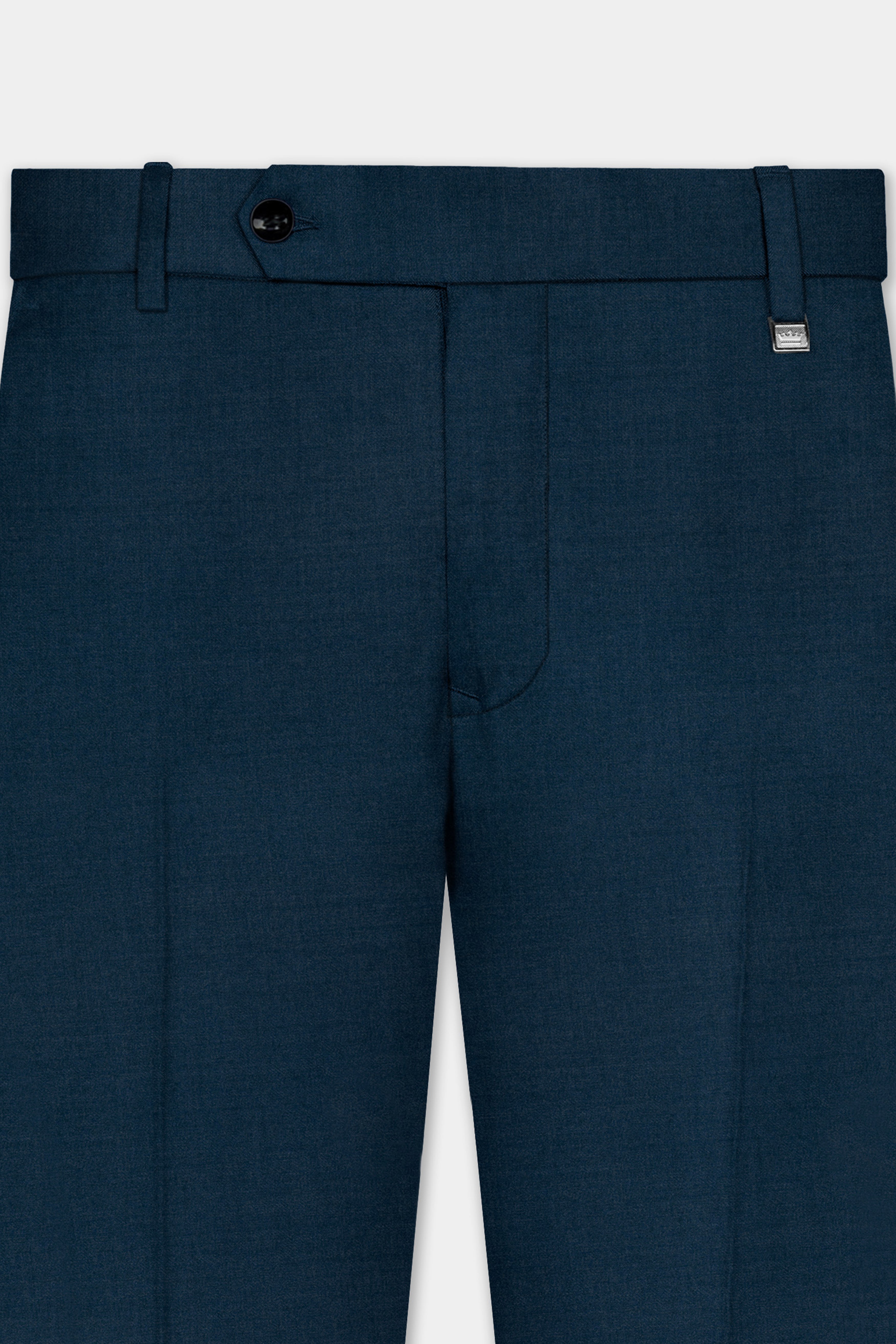 Daintree Blue Solid Wool Blend Double Breasted Suit