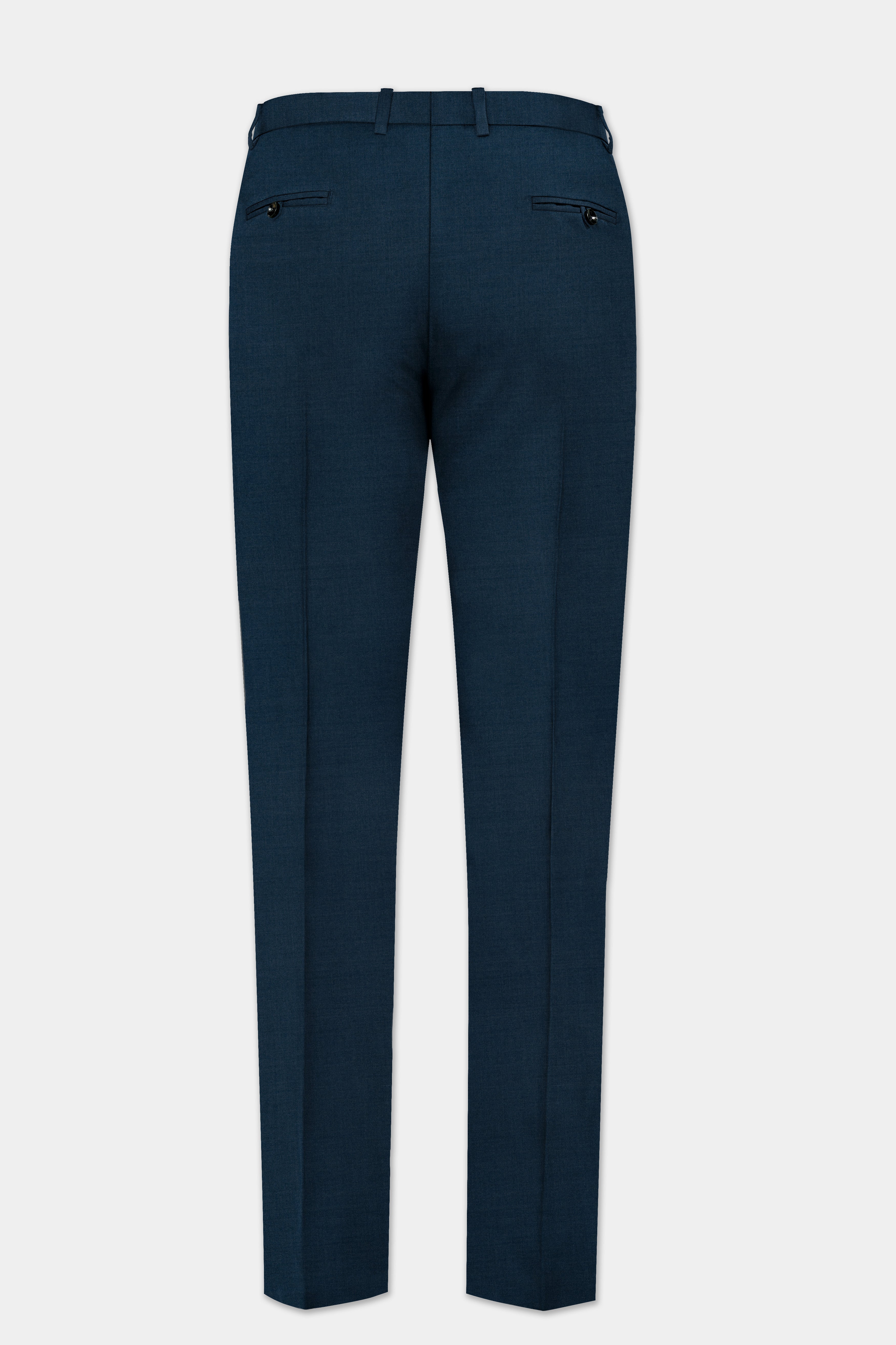 Daintree Blue Solid Wool Blend Double Breasted Suit