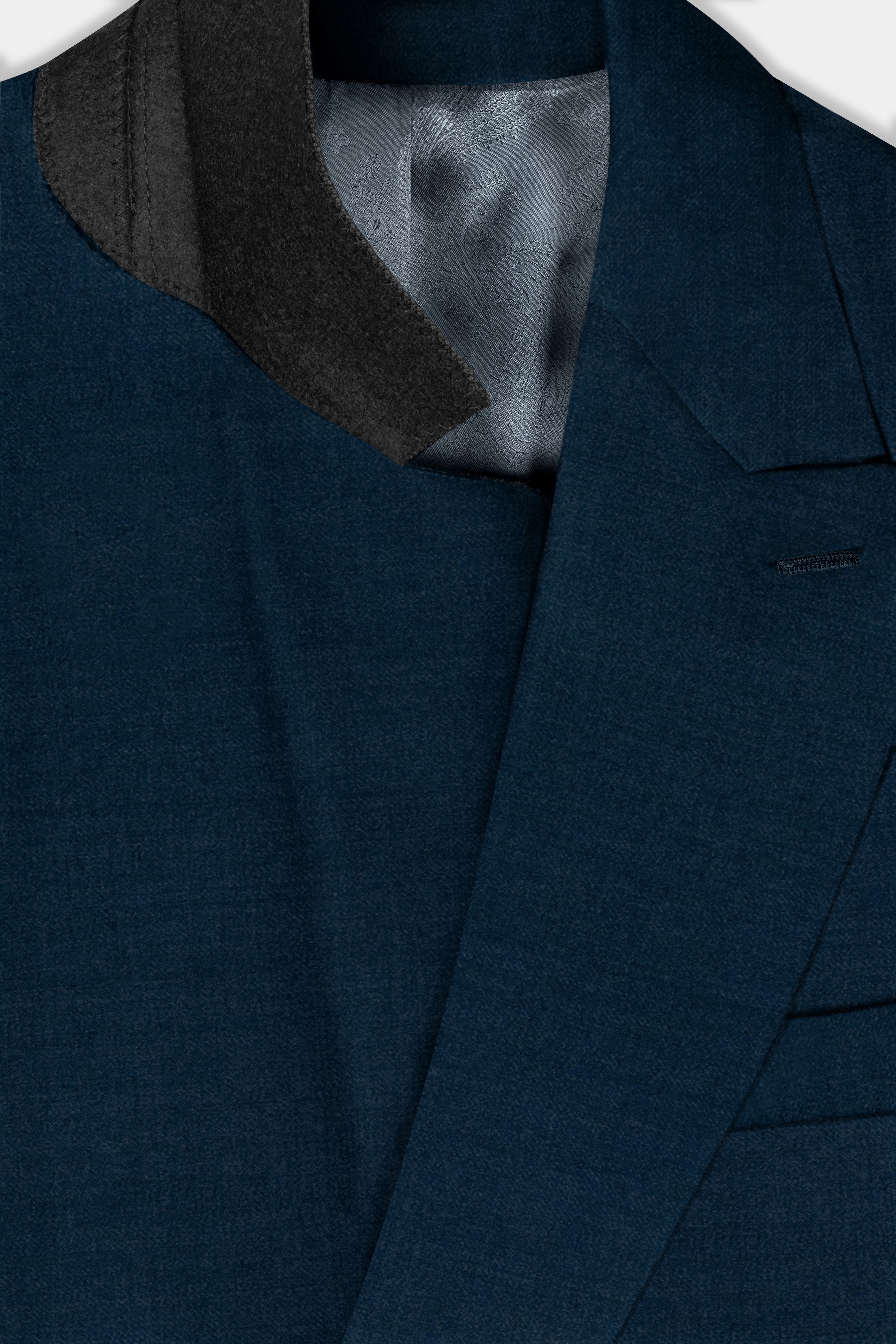 Daintree Blue Solid Wool Blend Double Breasted Suit