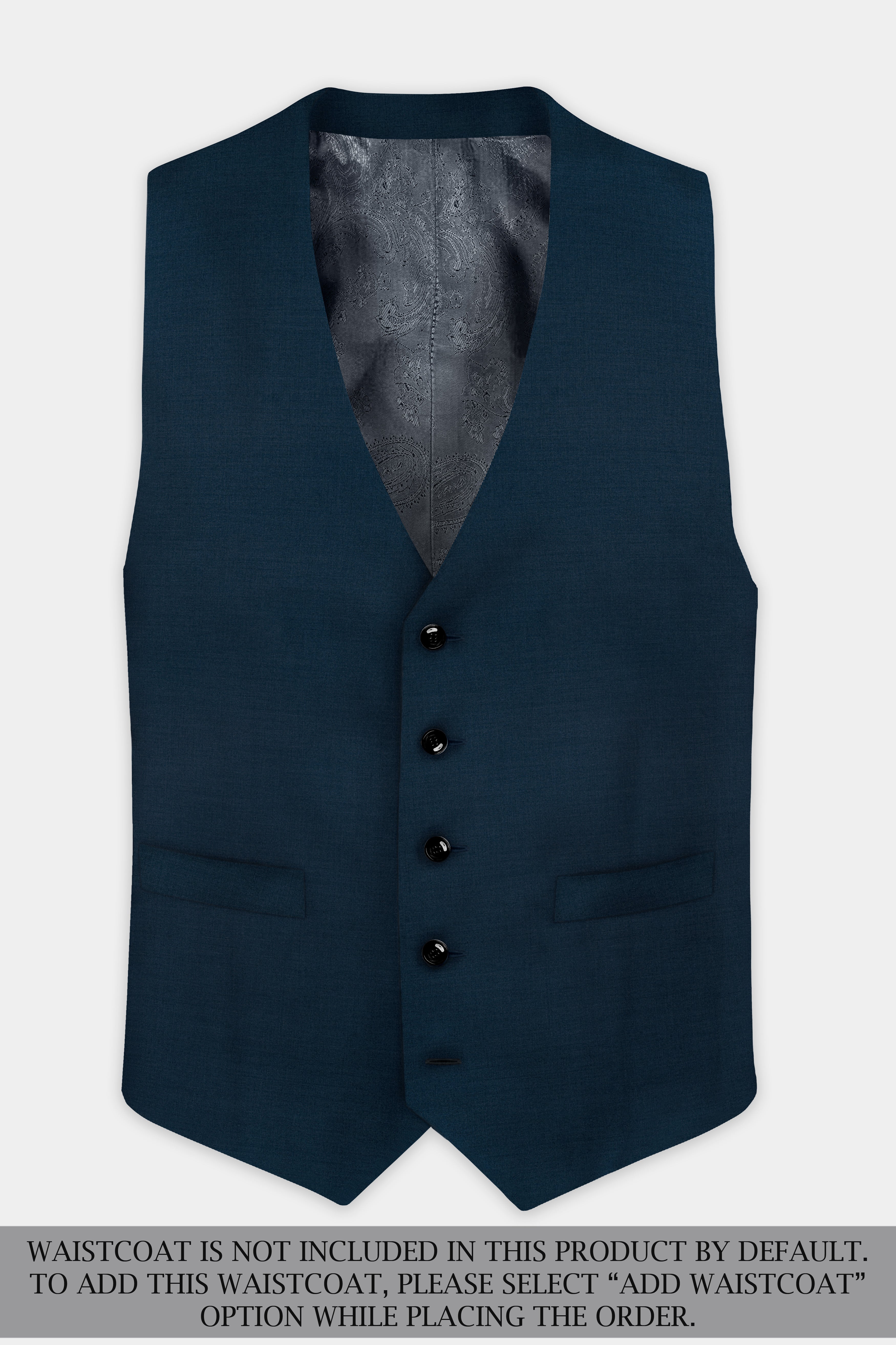 Daintree Blue Solid Wool Blend Single Breasted Suit