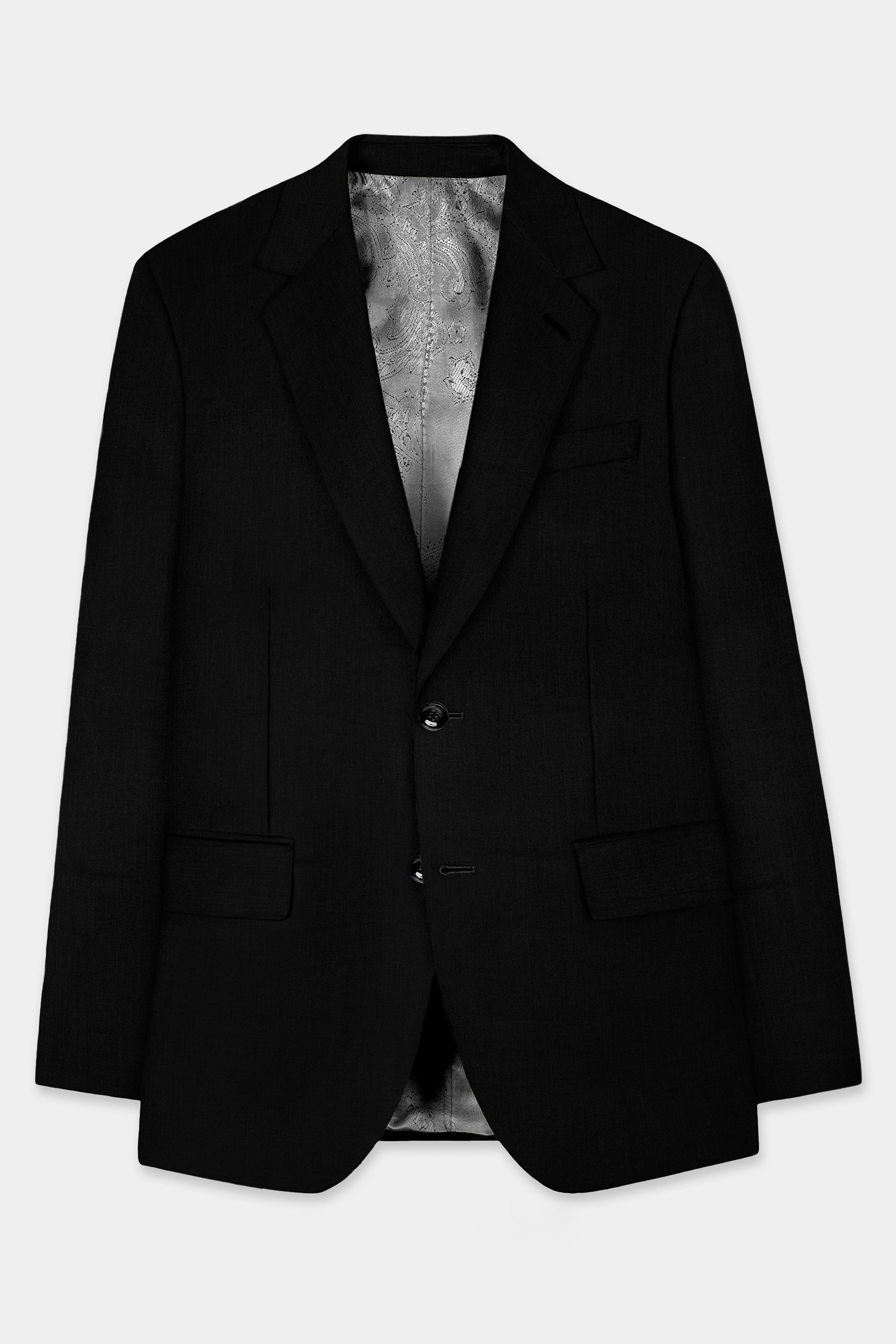 Jade Black Solid Wool Blend Single Breasted Stretchable Suit