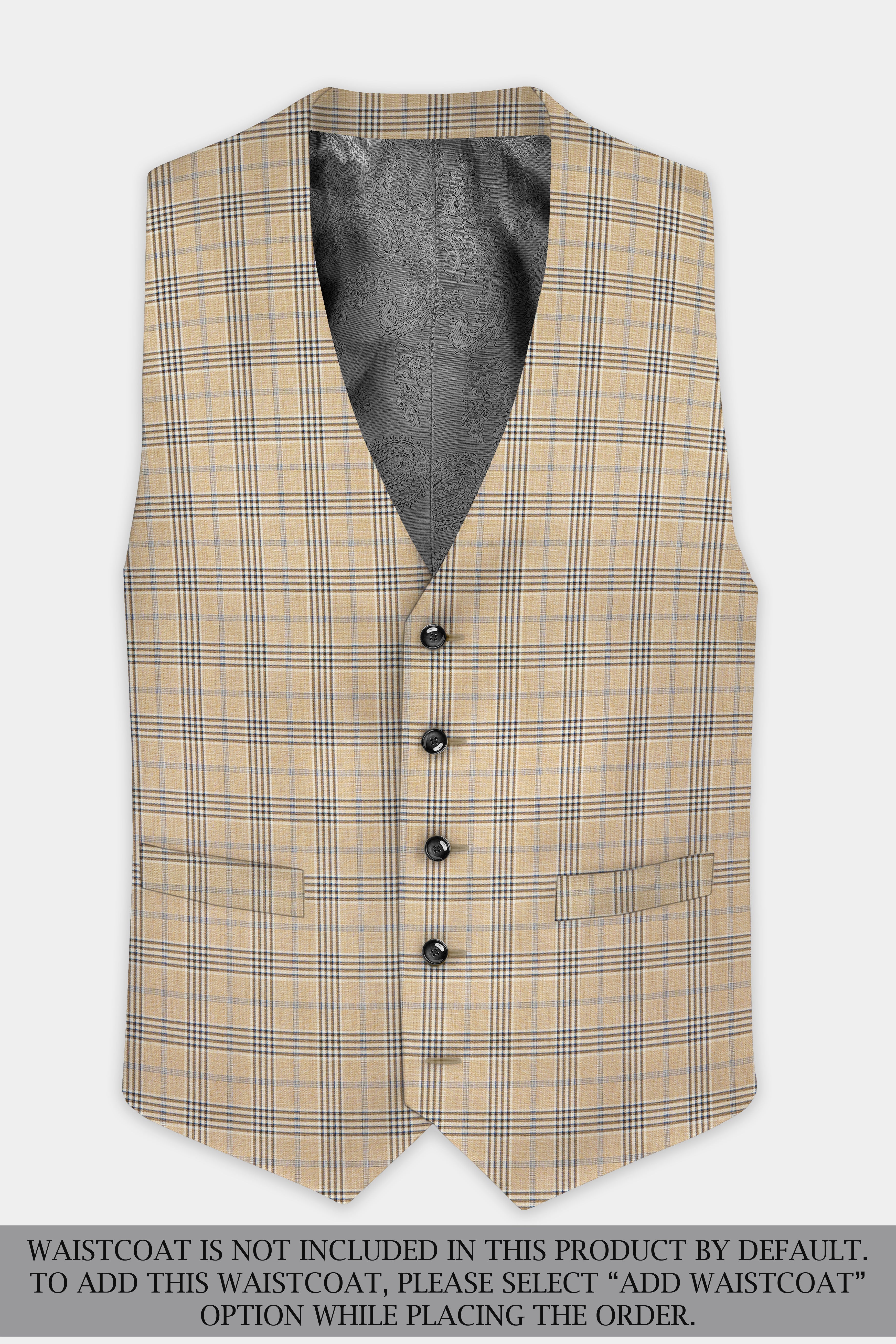 Cameo Cream Plaid Super Fine Wool Blend Single Breasted Suit