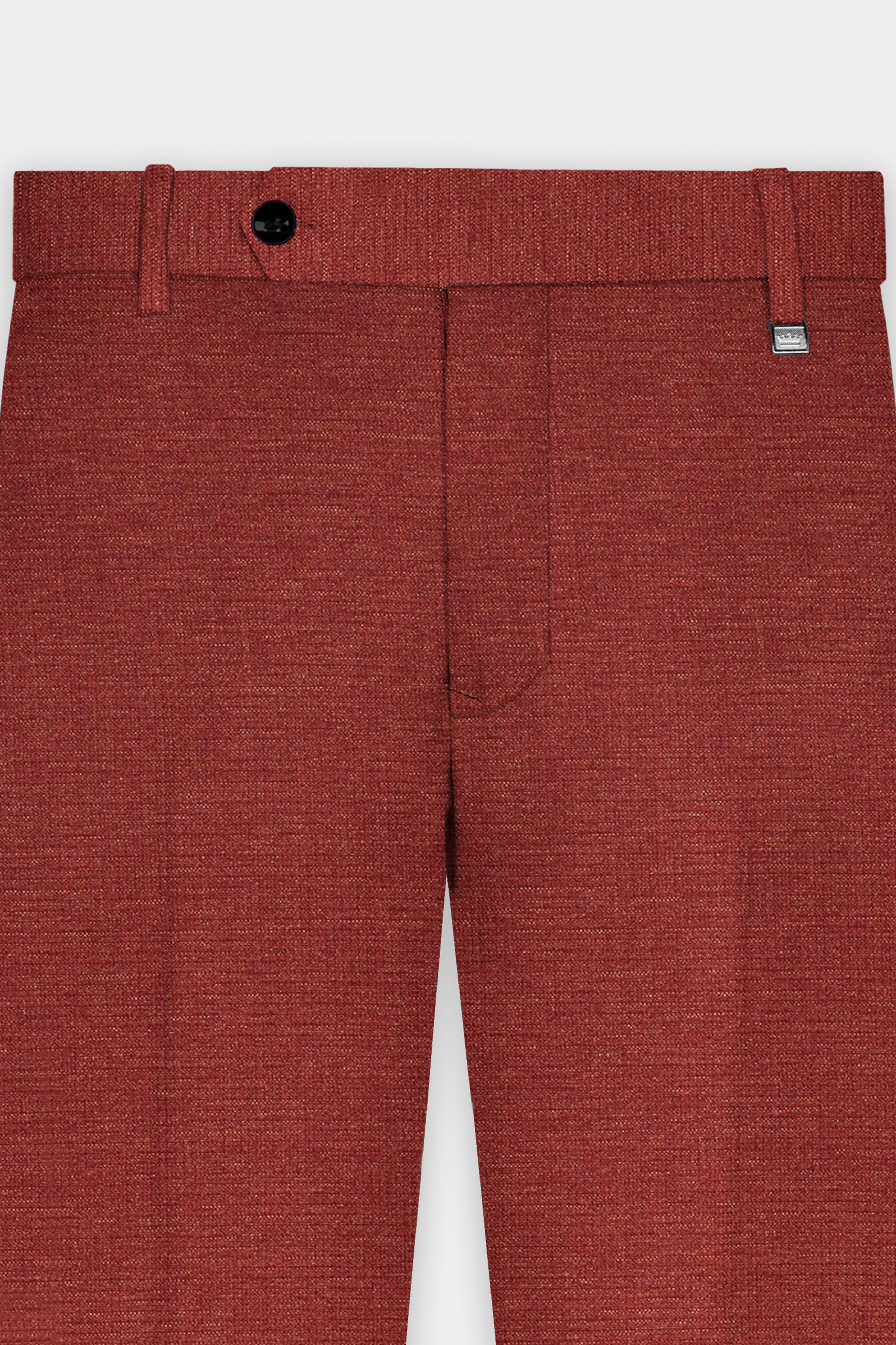 Brick Red Textured Double Breasted Suit