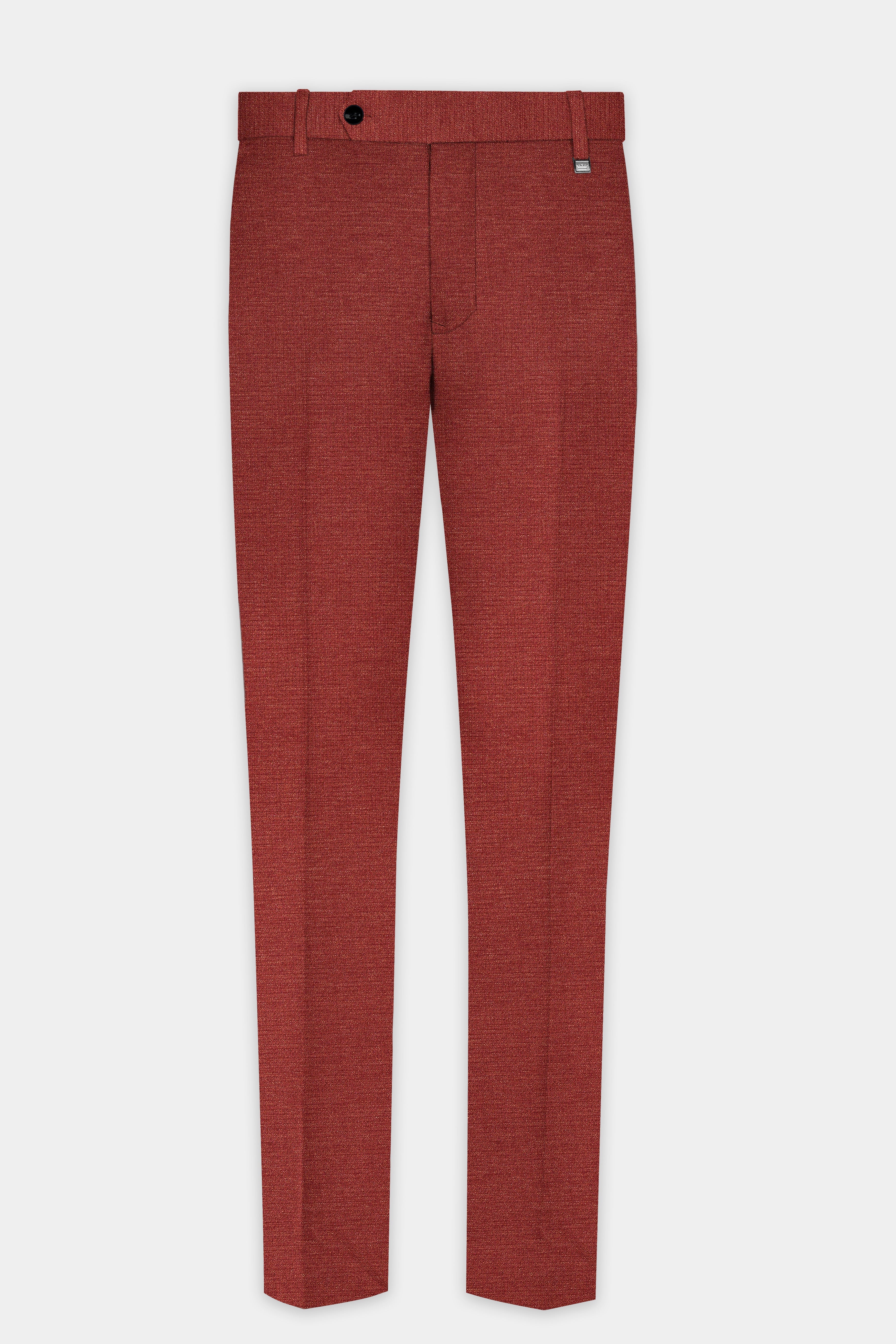 Brick Red Textured Double Breasted Suit