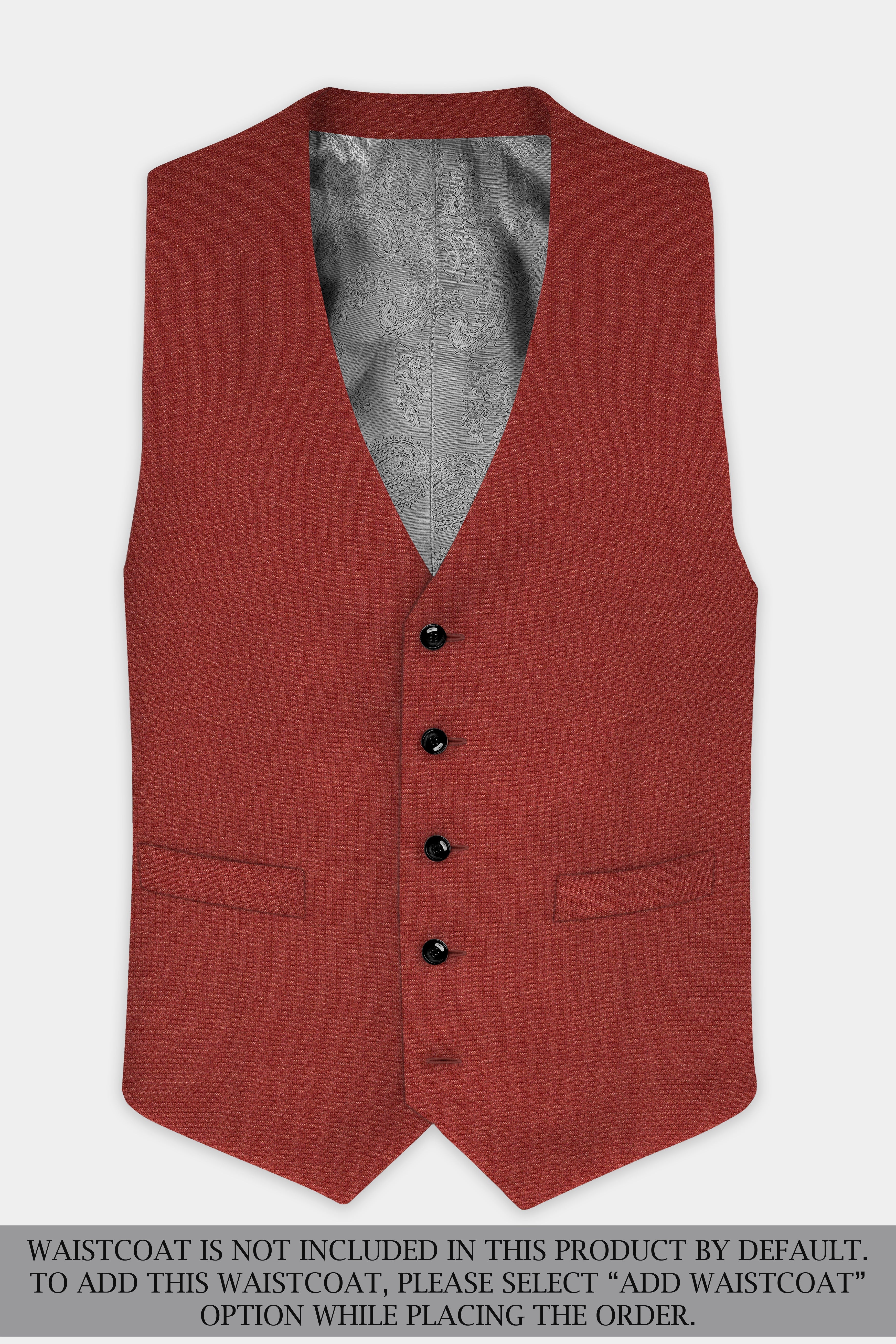 Brick Red Textured Double Breasted Suit