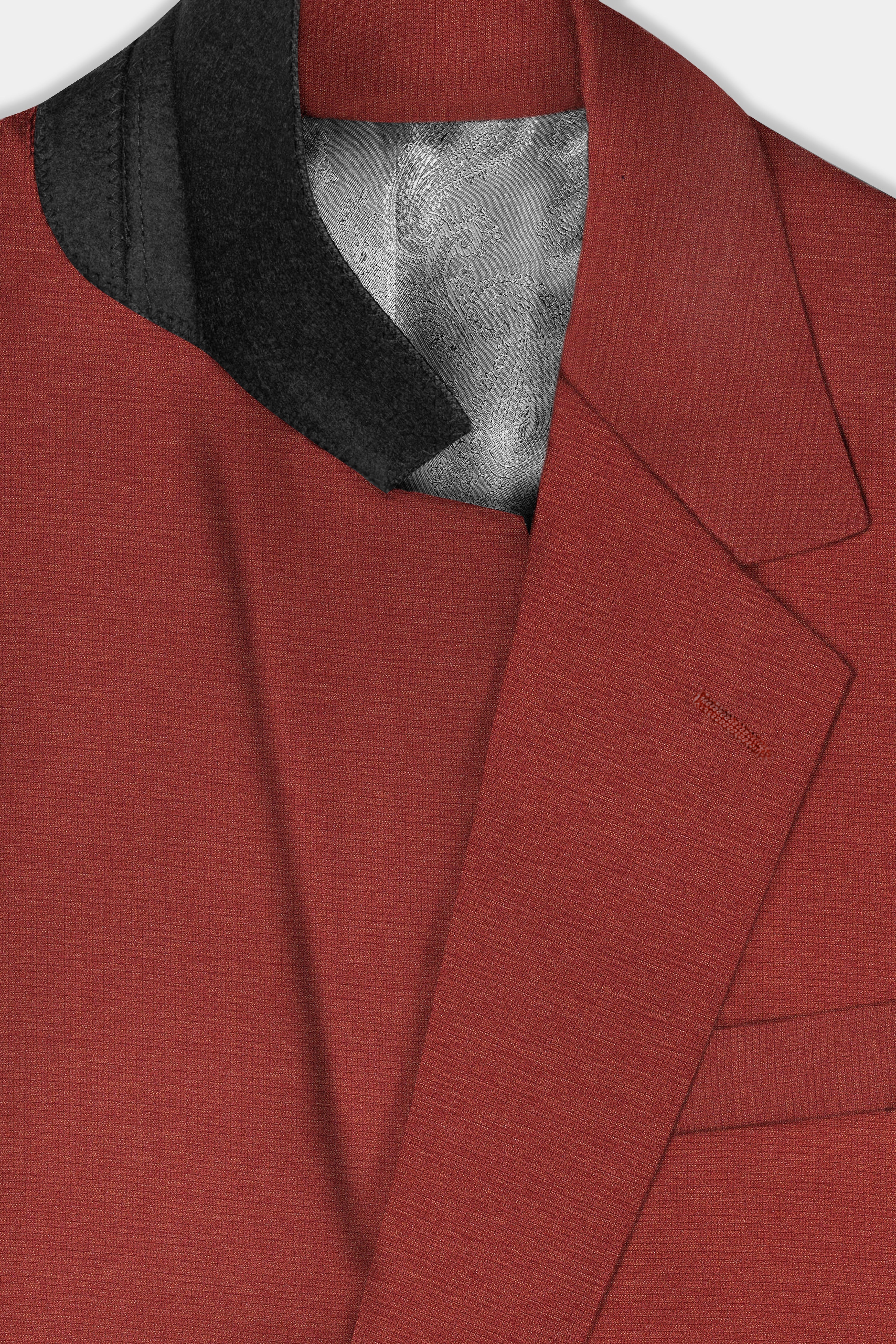 Brick Red Textured Single Breasted Suit