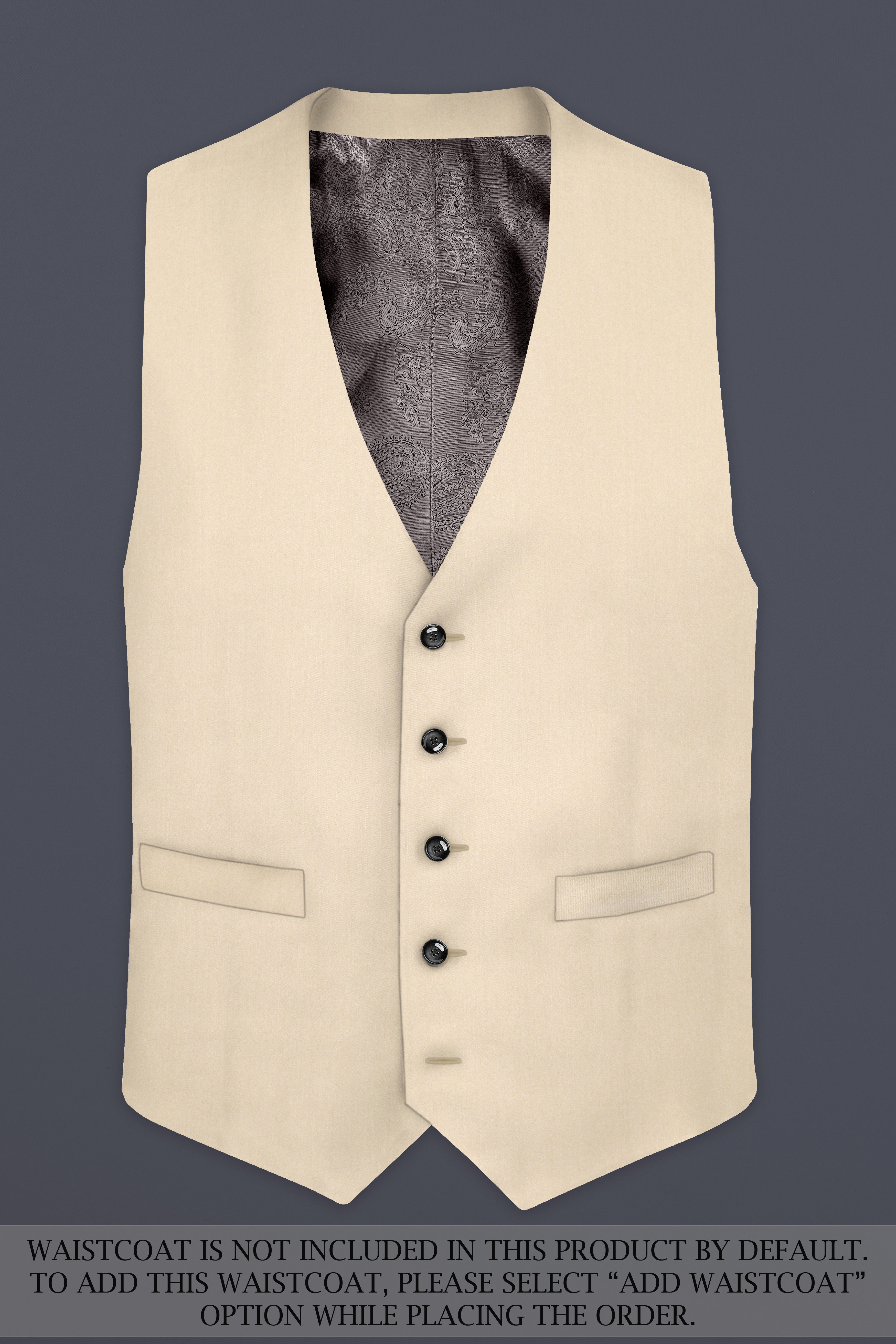 Hampton Cream Solid Wool Blend Single Breasted Suit