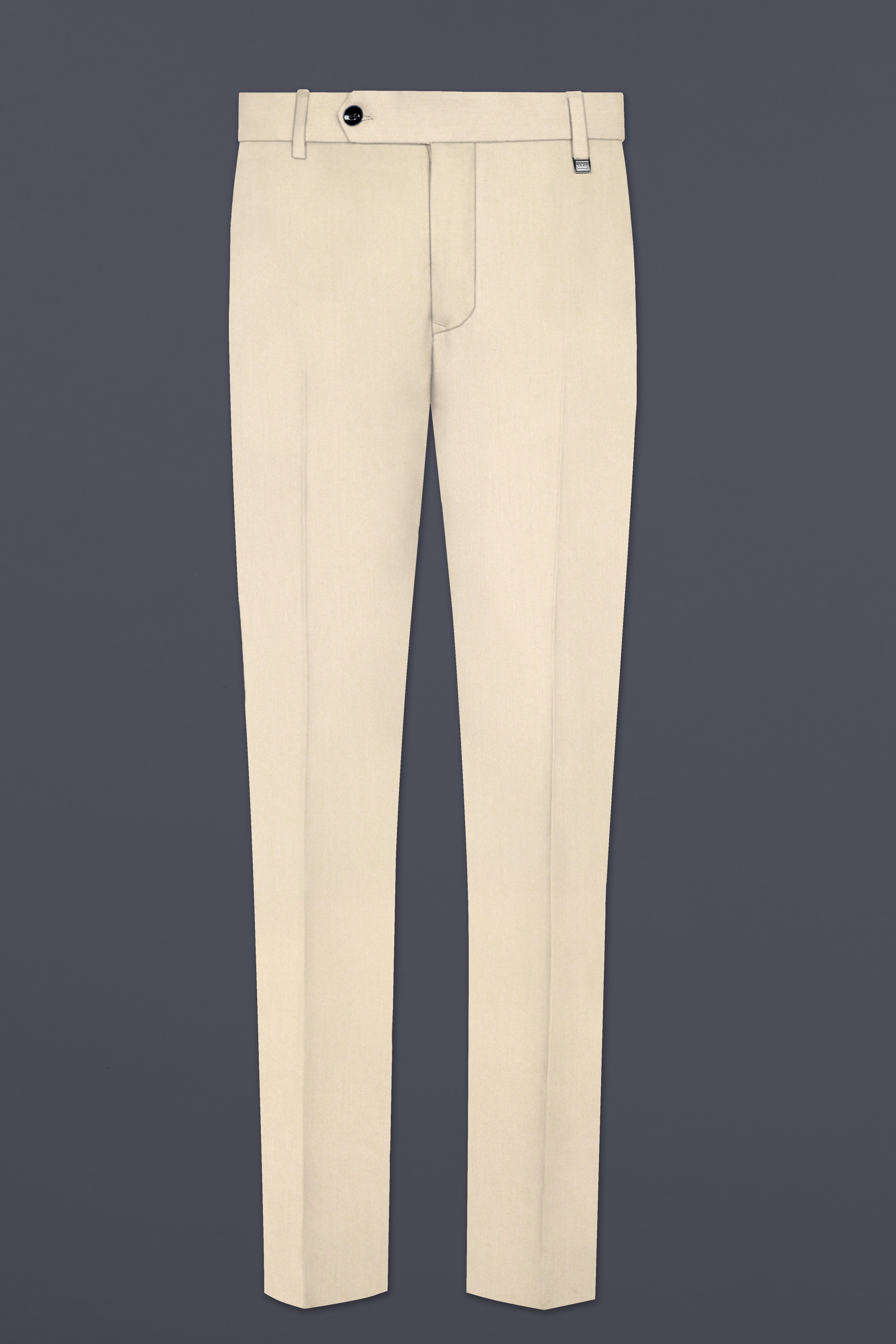 Hampton Cream Solid Wool Blend Bandhgala Suit