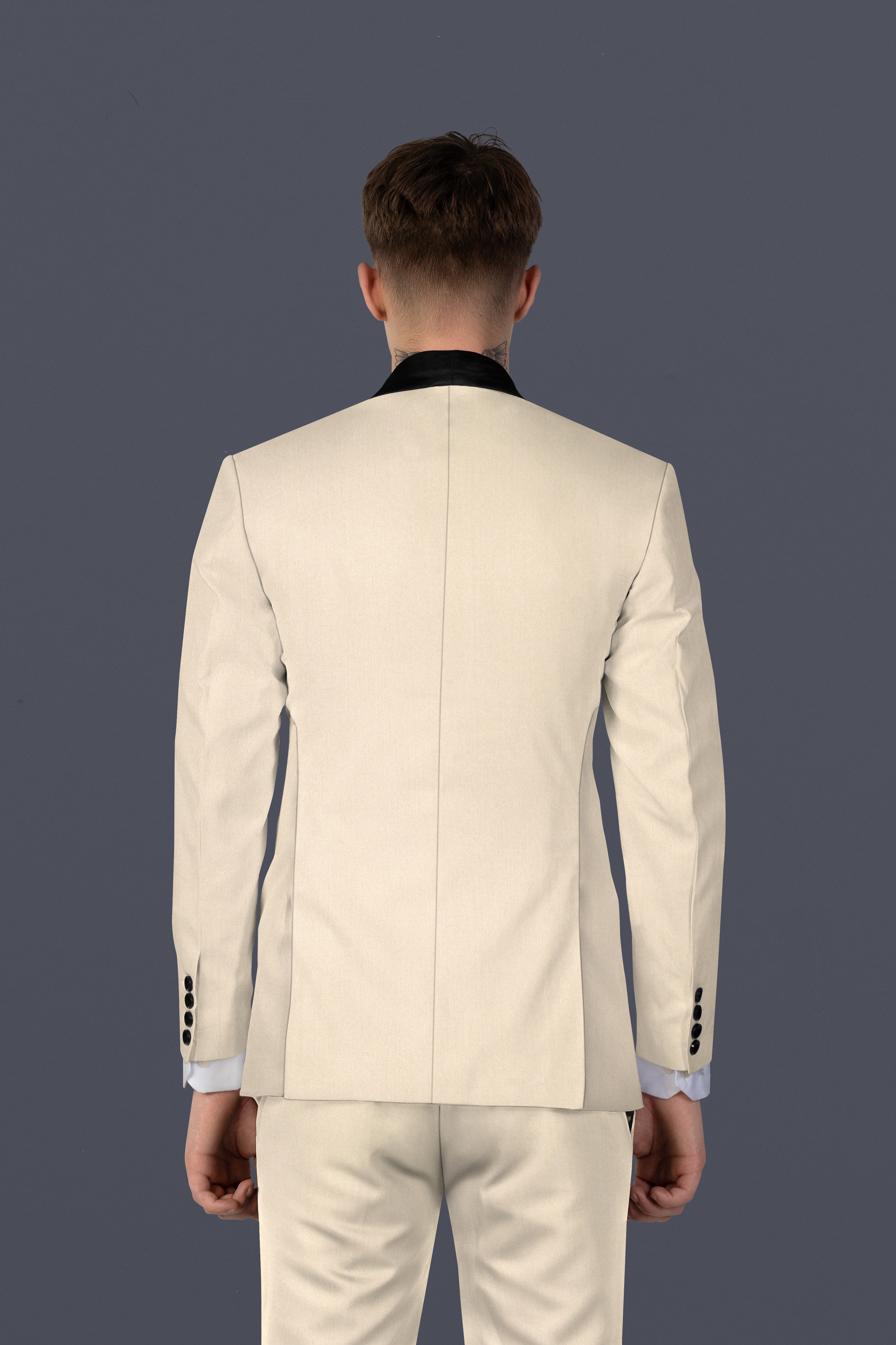 Hampton Cream Solid Wool Blend Tuxedo Suit