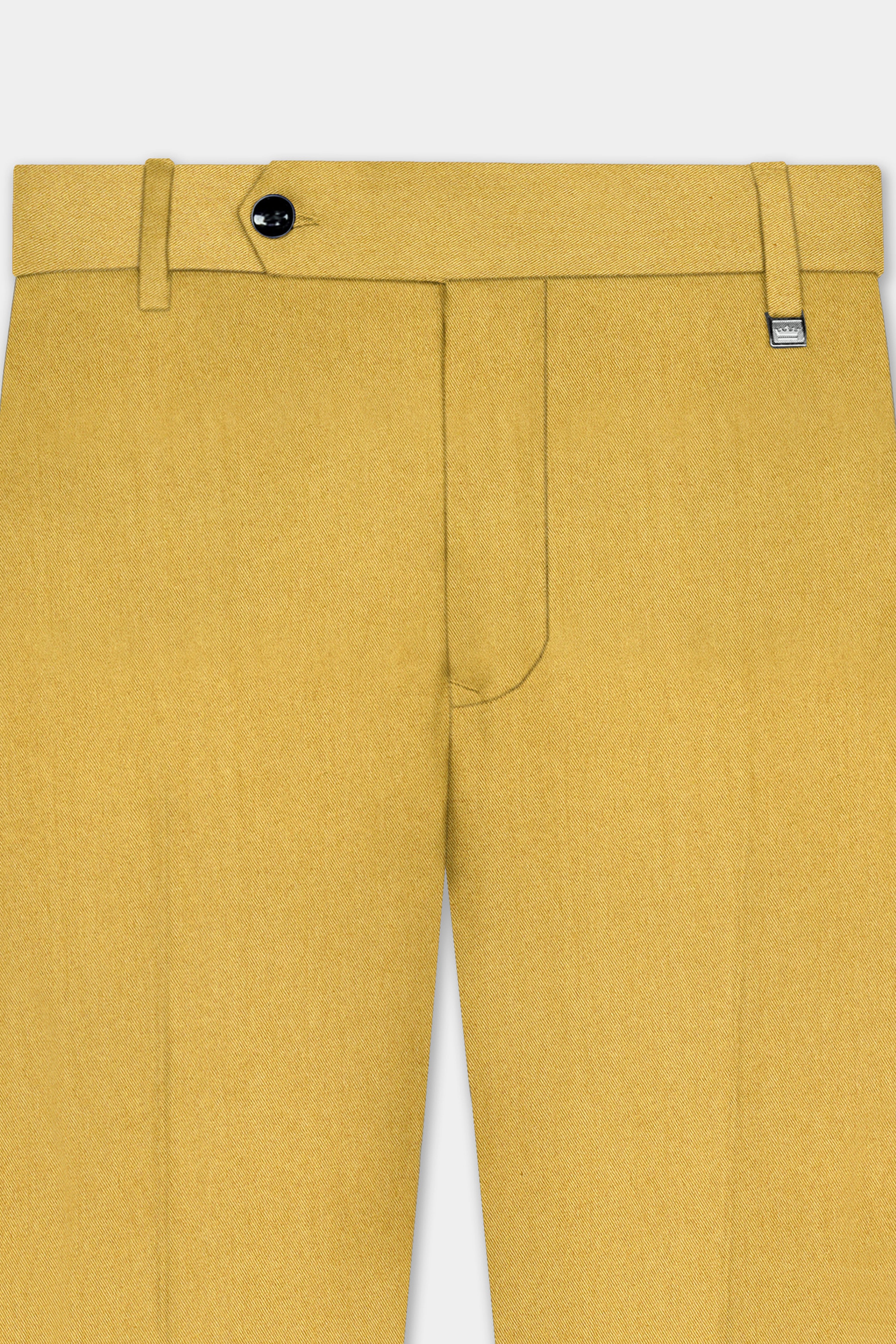 Camel Yellow Solid Cotton Single Breasted Suit