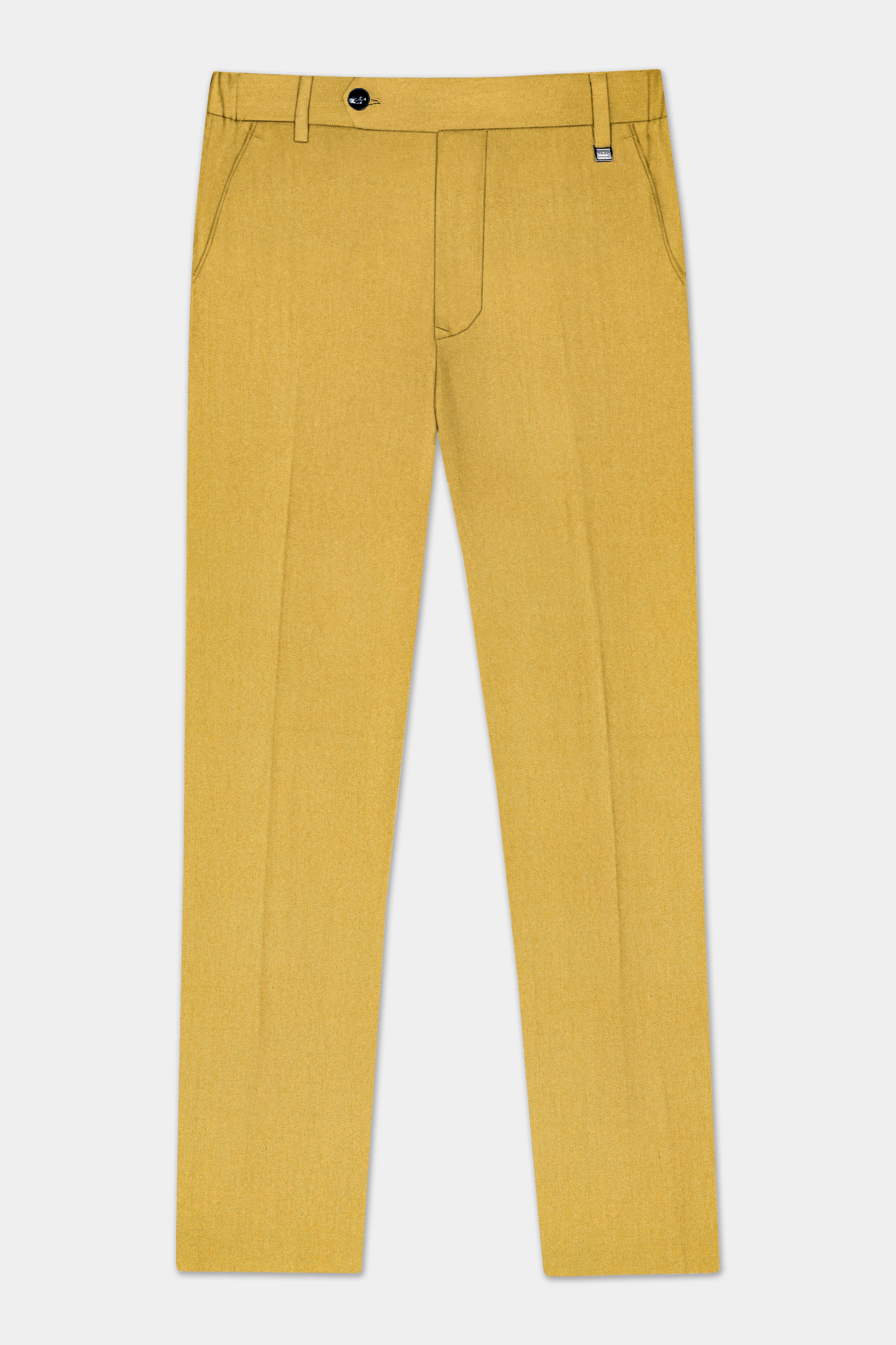 Camel Yellow Solid Cotton Single Breasted Suit