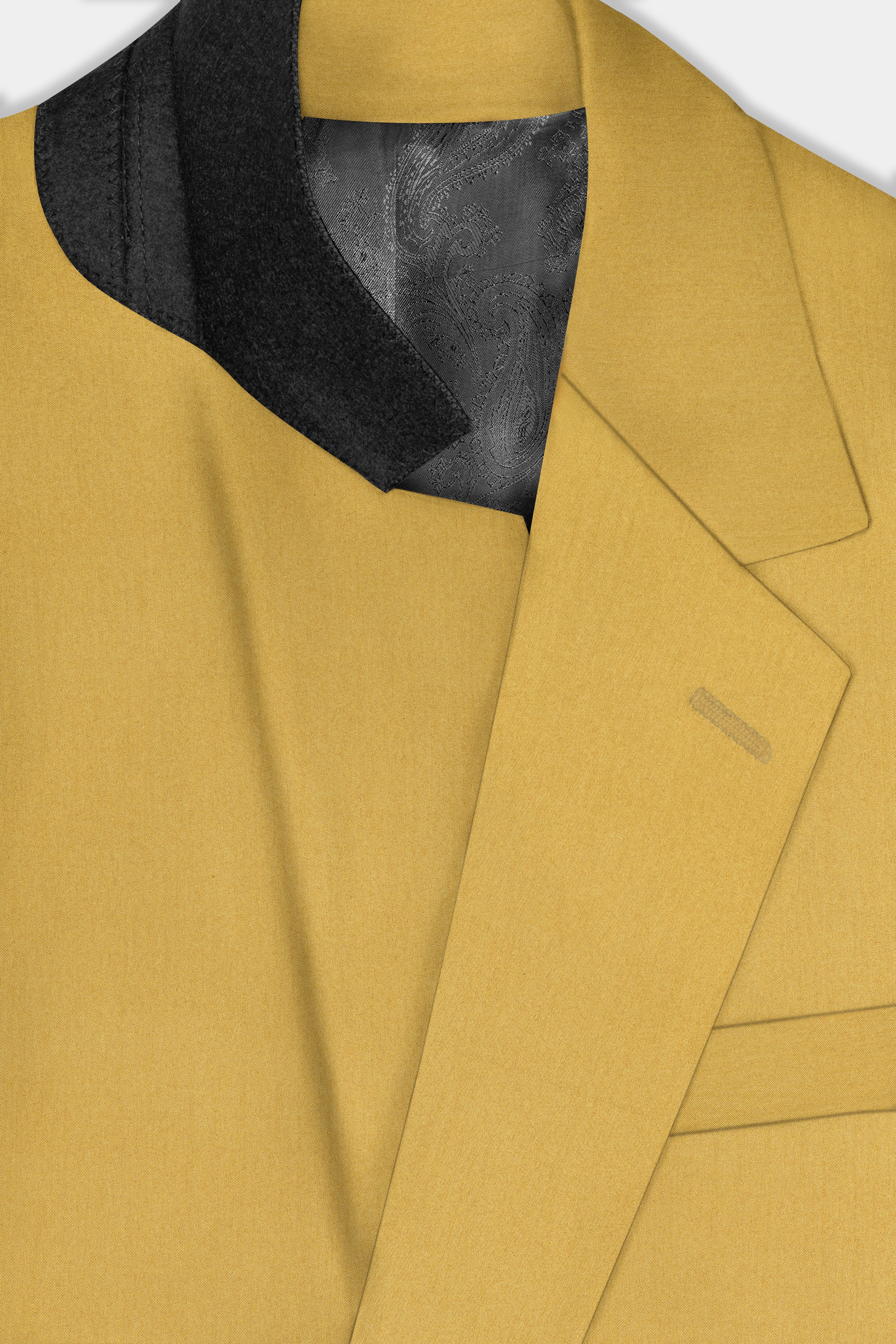 Camel Yellow Solid Cotton Single Breasted Suit