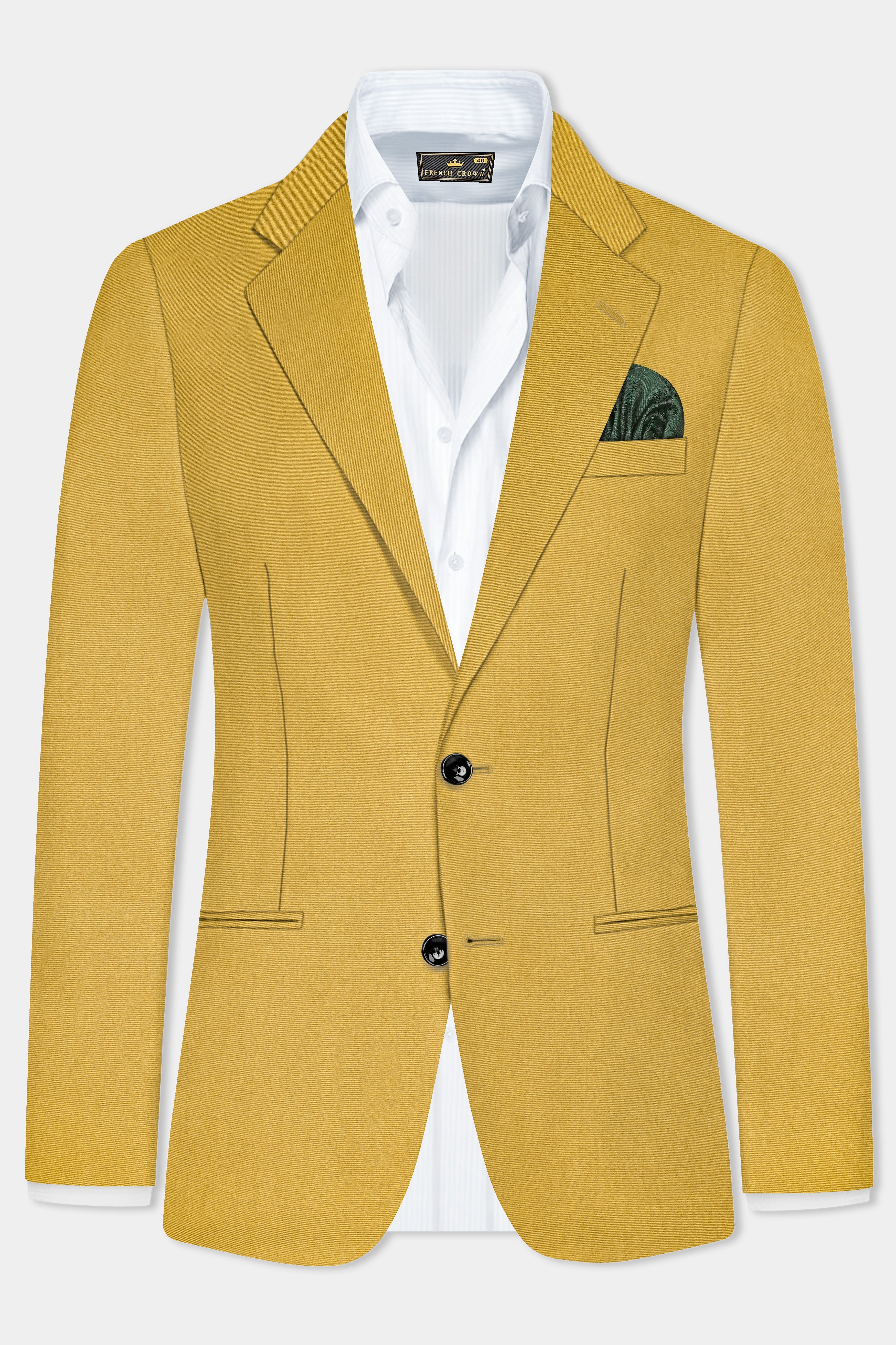 Camel Yellow Solid Cotton Single Breasted Suit