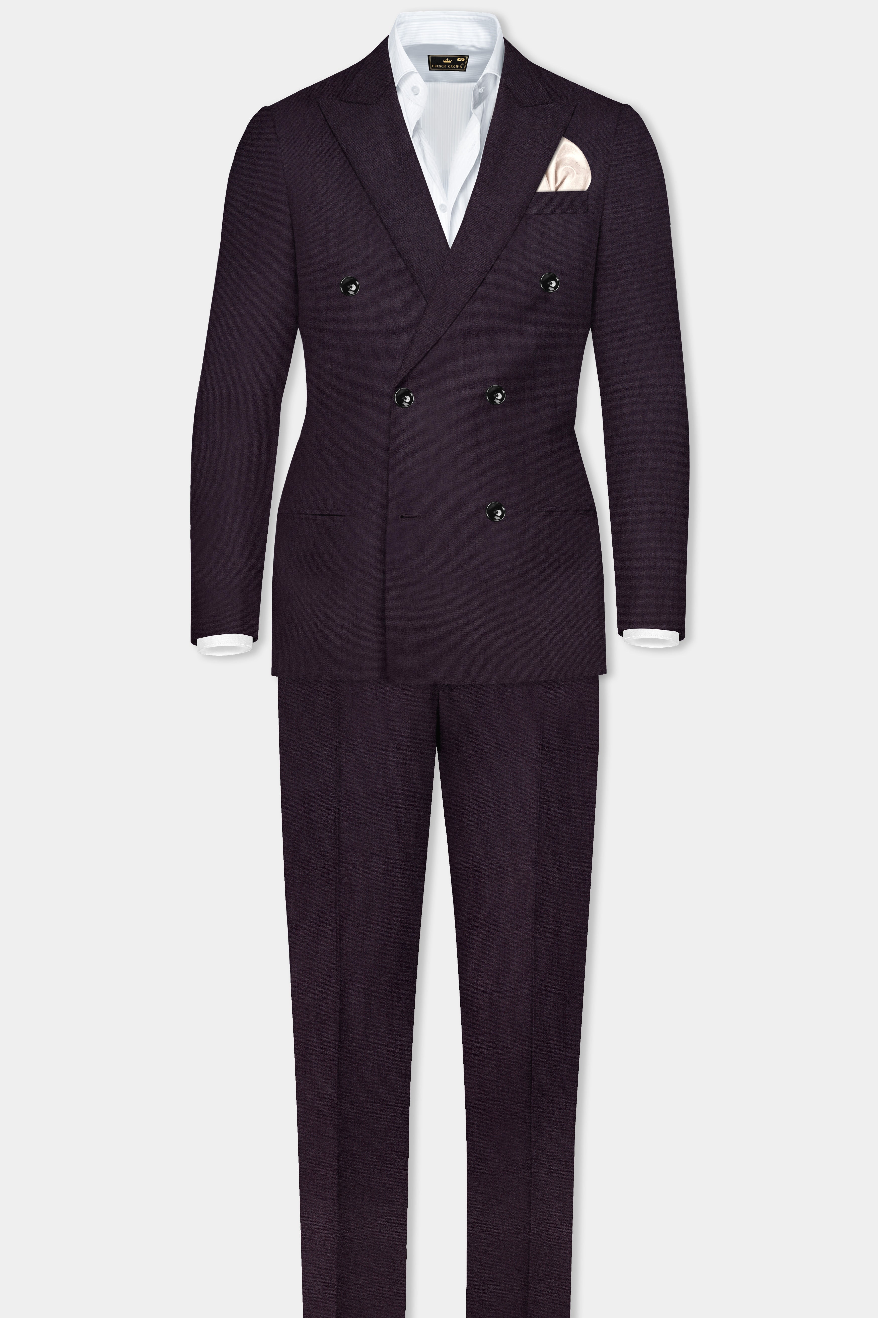 Gondola Purple Wool Blend Double Breasted Suit