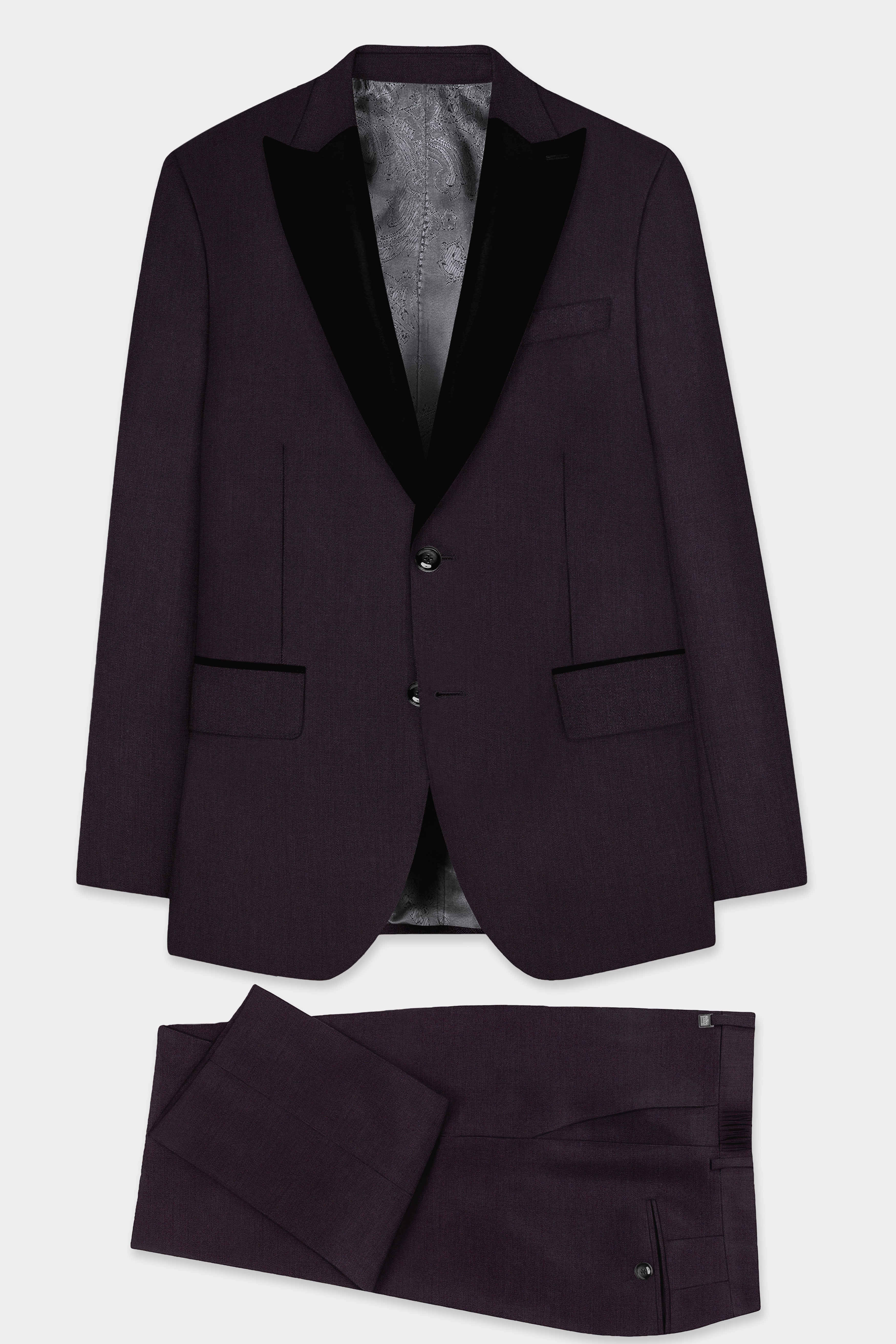 Gondola Purple Wool Blend Peak Collar Tuxedo Suit