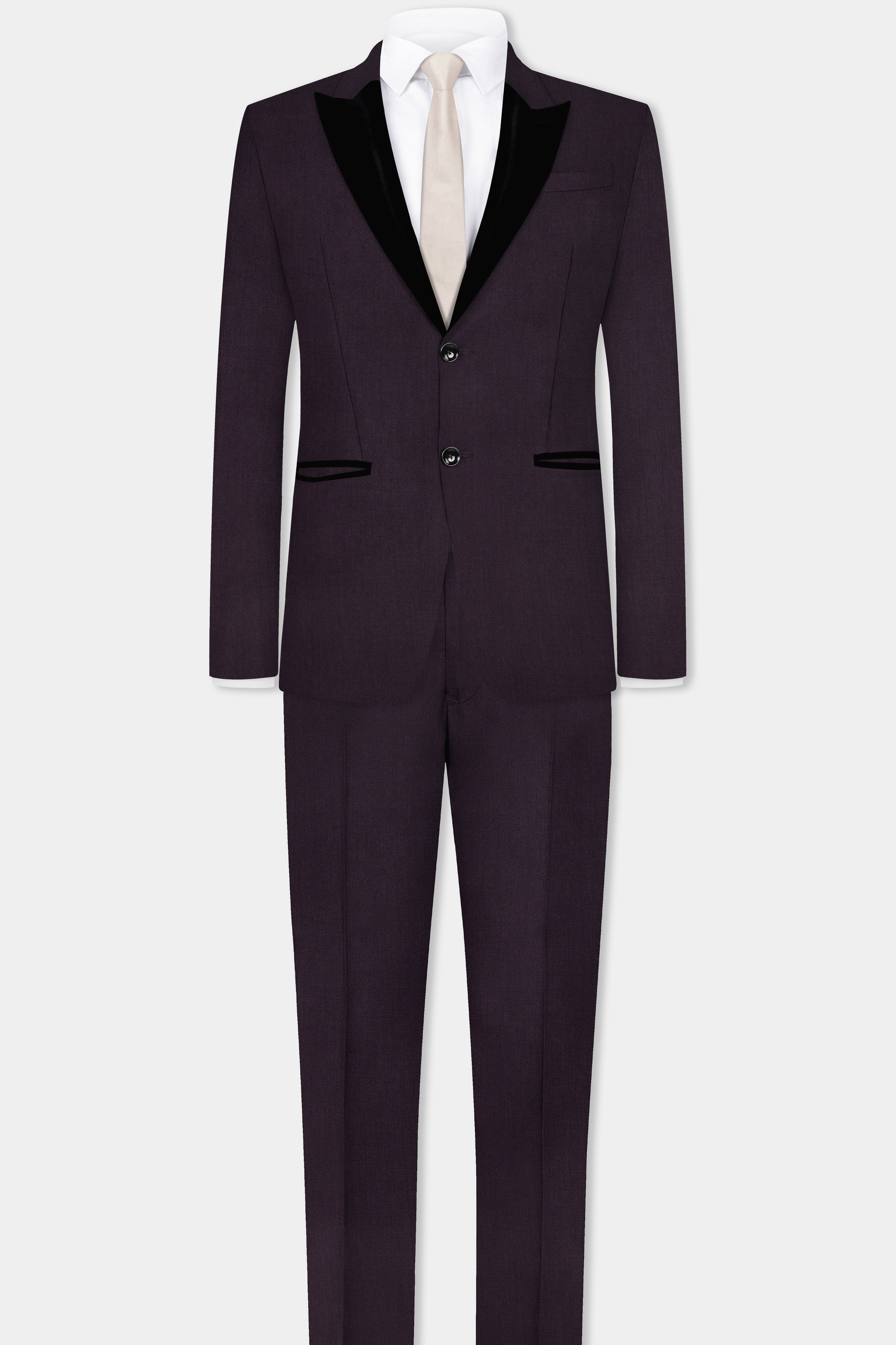 Gondola Purple Wool Blend Peak Collar Tuxedo Suit