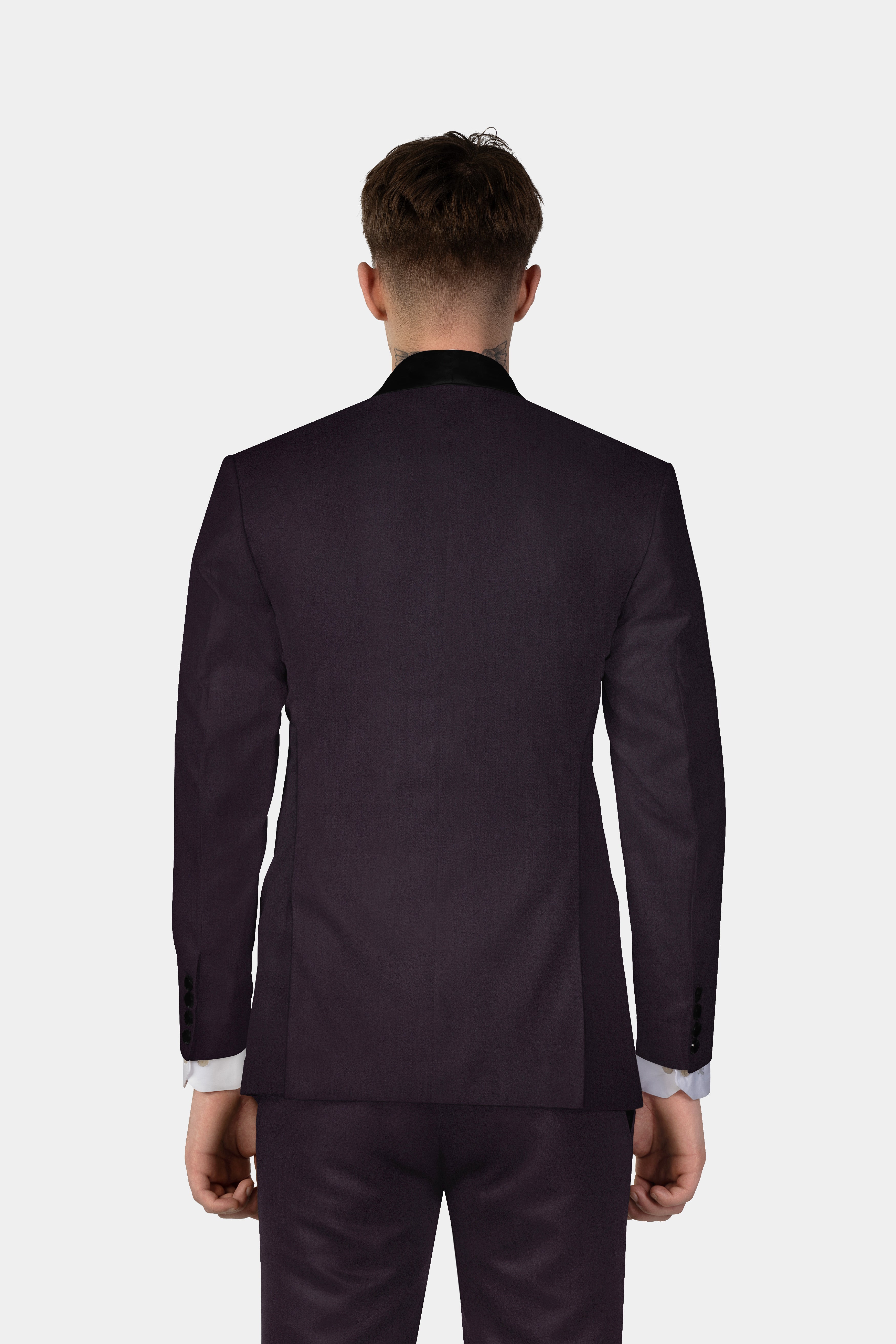 Gondola Purple Solid Wool Blend Tuxedo Suit