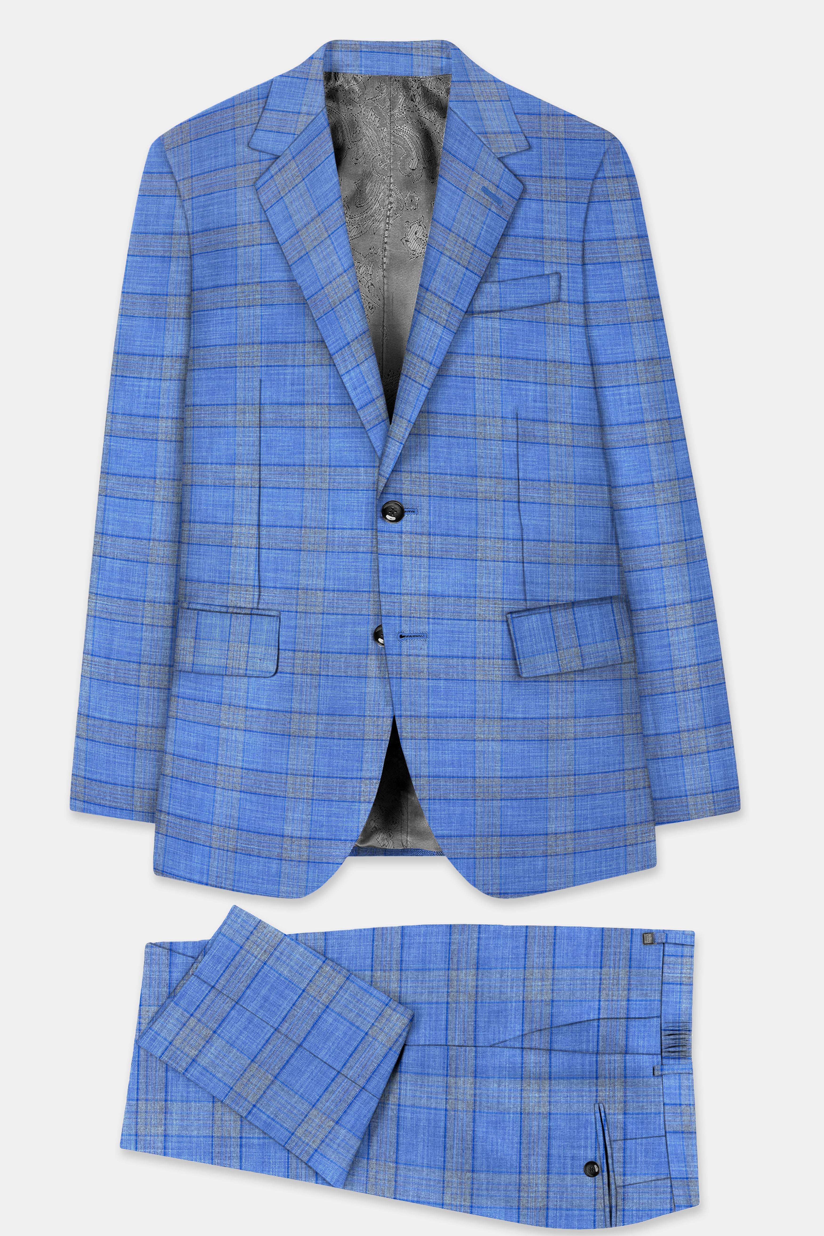 Danube Blue Wool Blend Single Breasted Suit