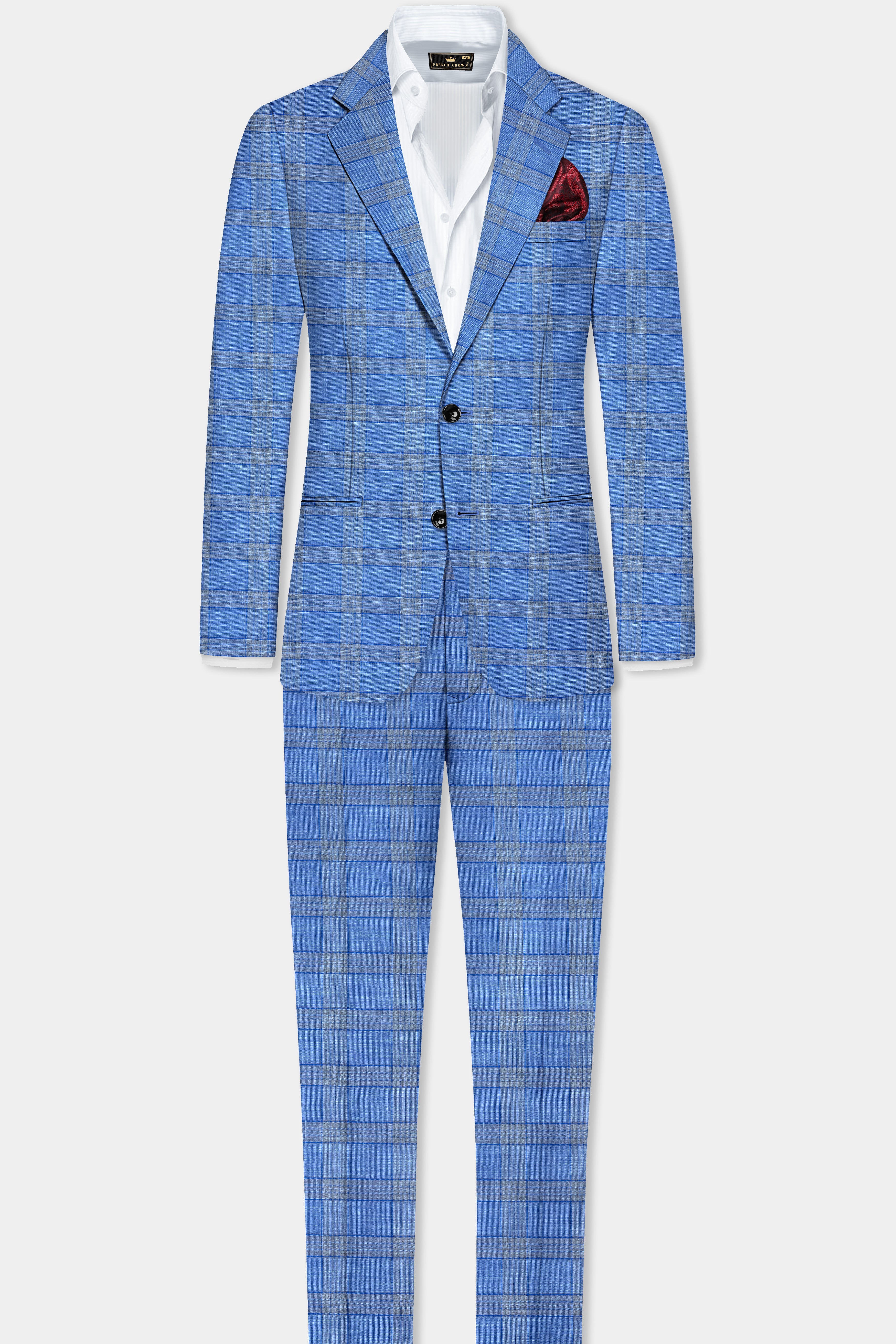 Danube Blue Wool Blend Single Breasted Suit