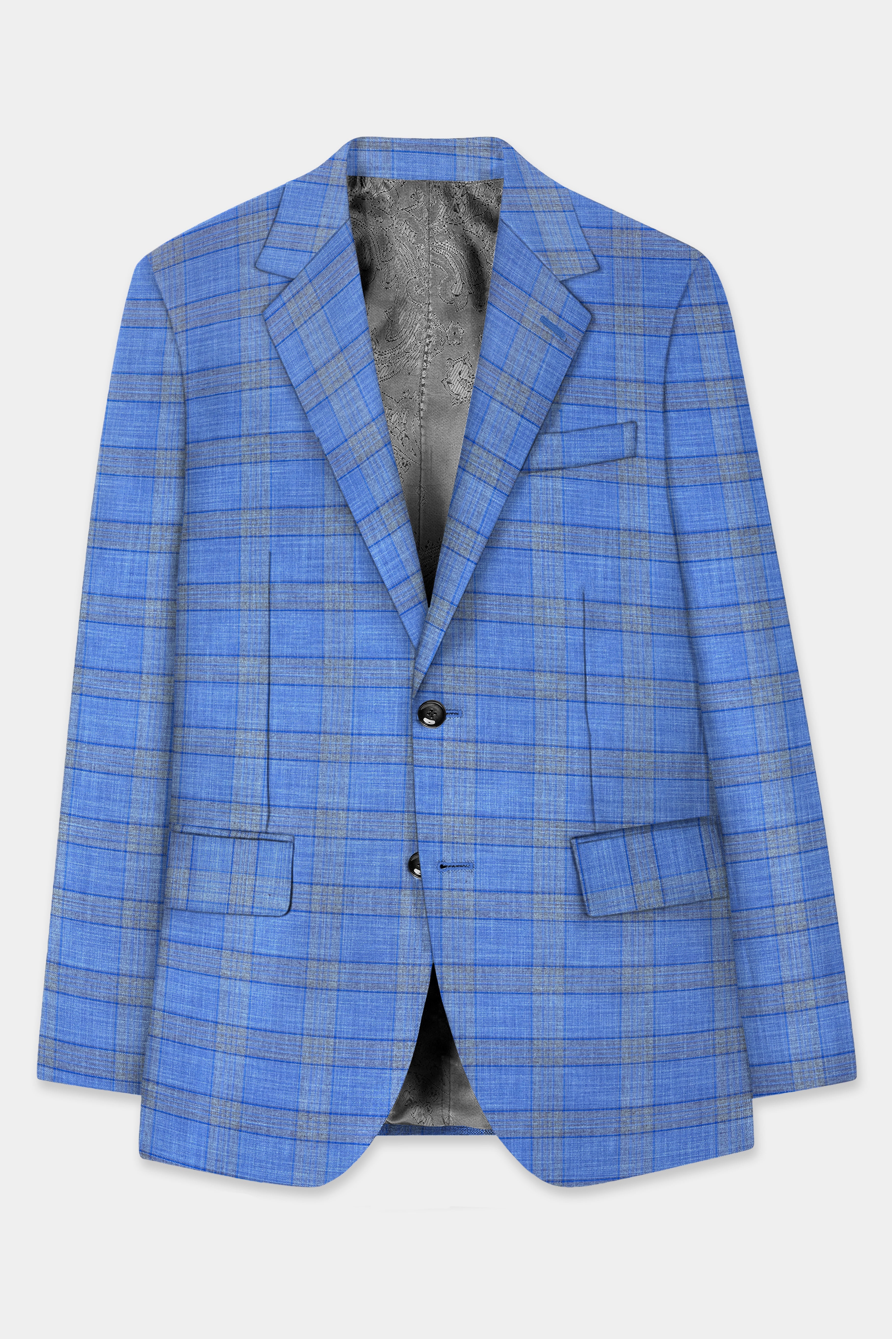 Danube Blue Wool Blend Single Breasted Suit