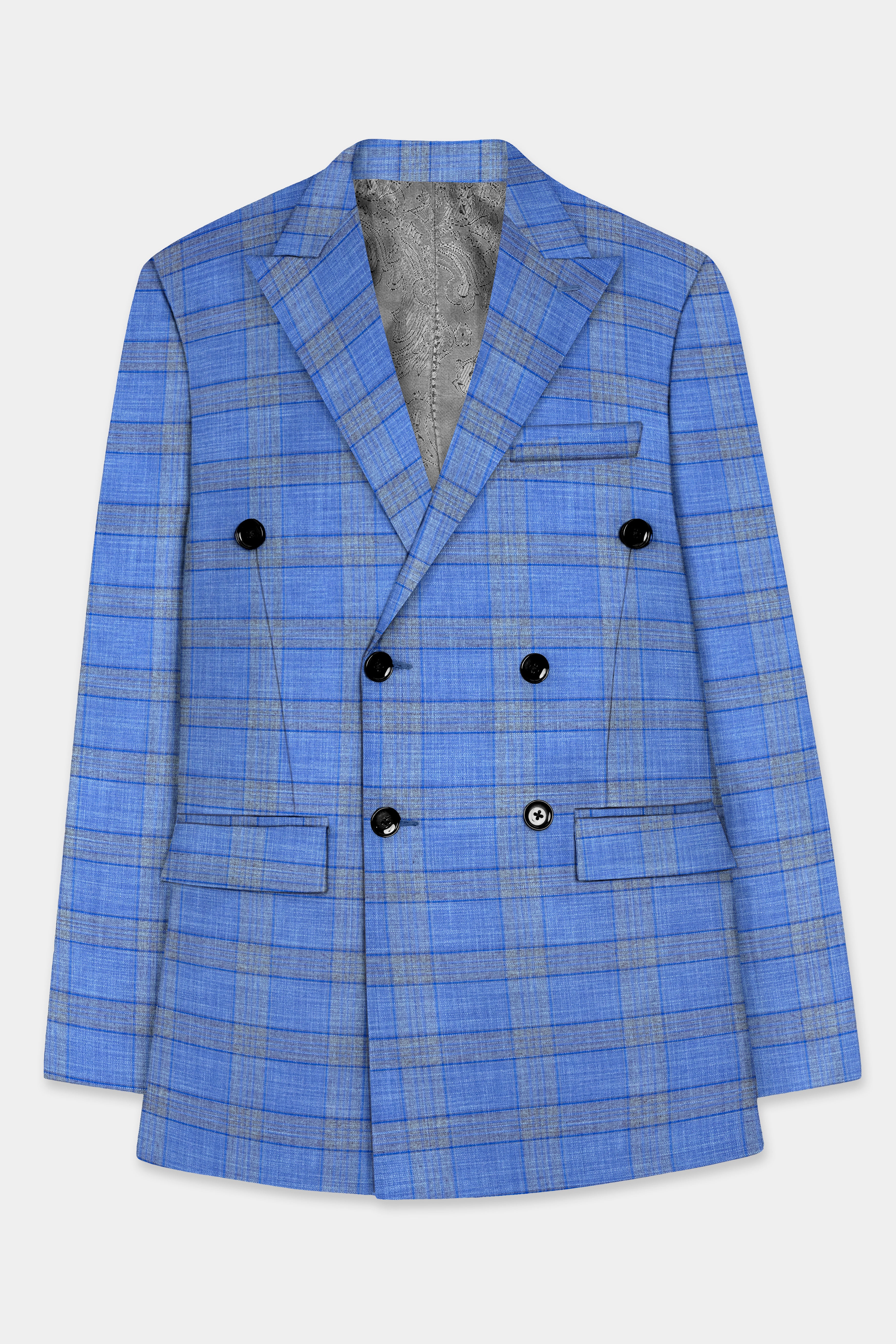 Danube Blue Wool Blend Double Breasted Suit