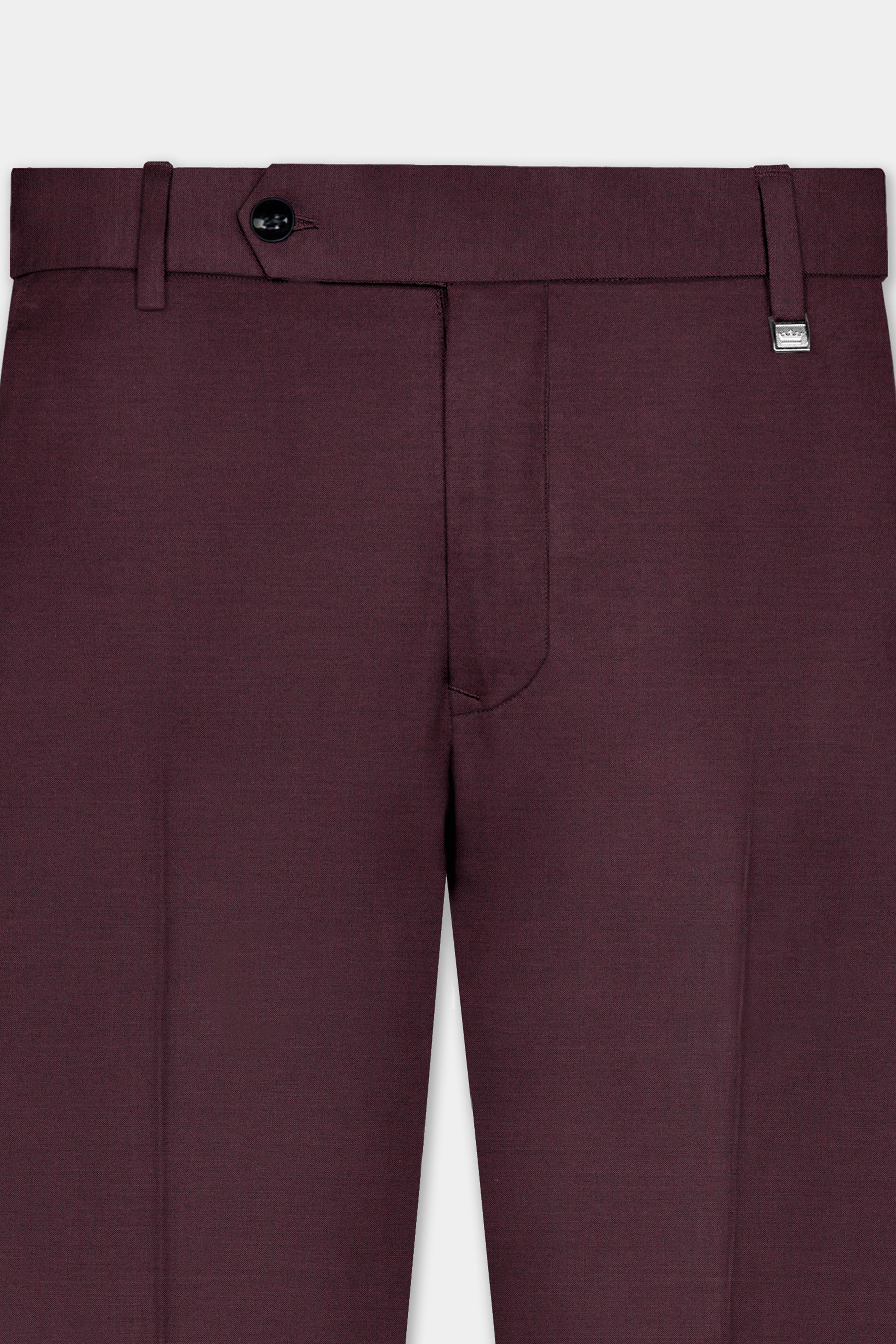 Crater Maroon Solid Wool Blend Single Breasted Suit