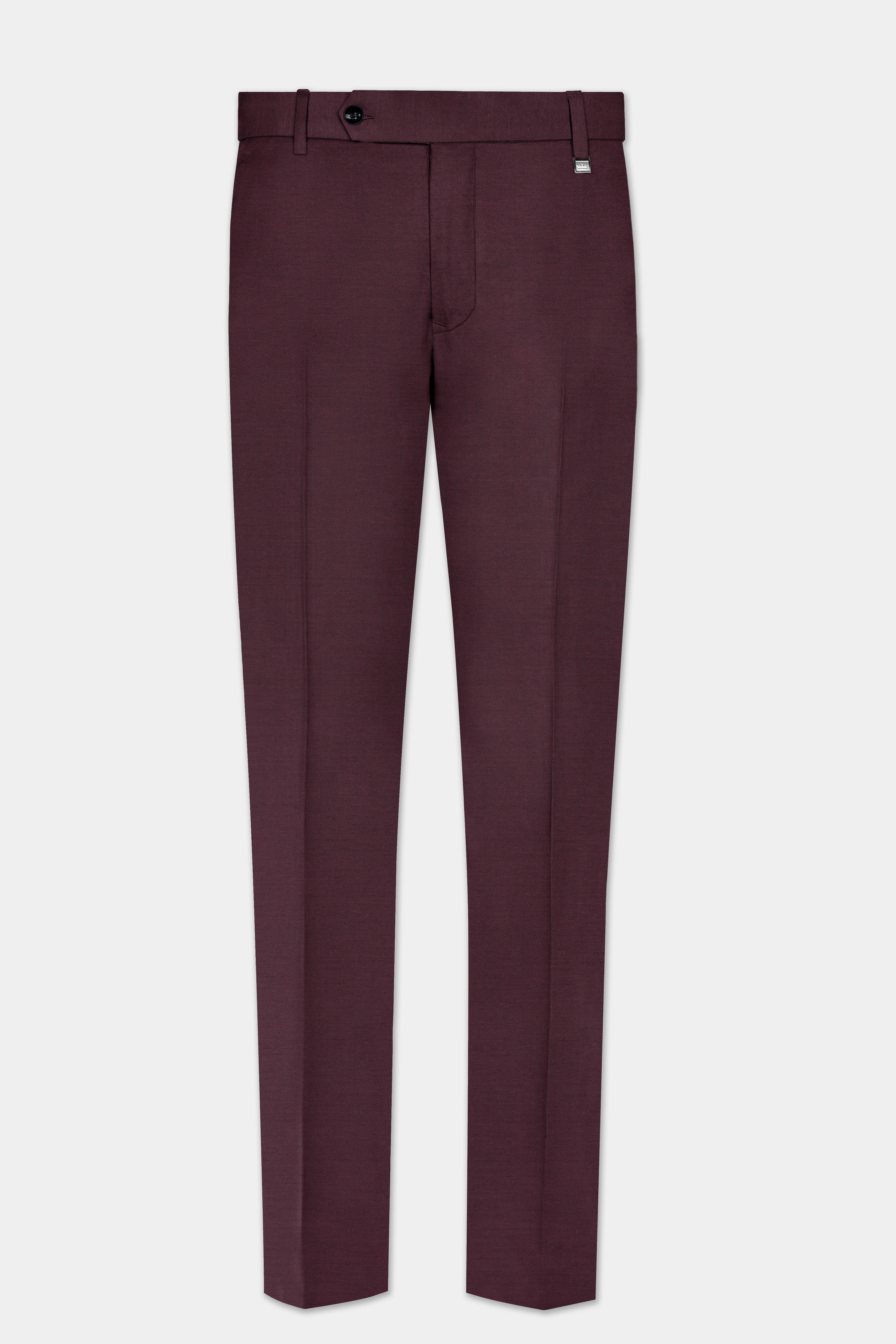 Crater Maroon Solid Wool Blend Single Breasted Suit