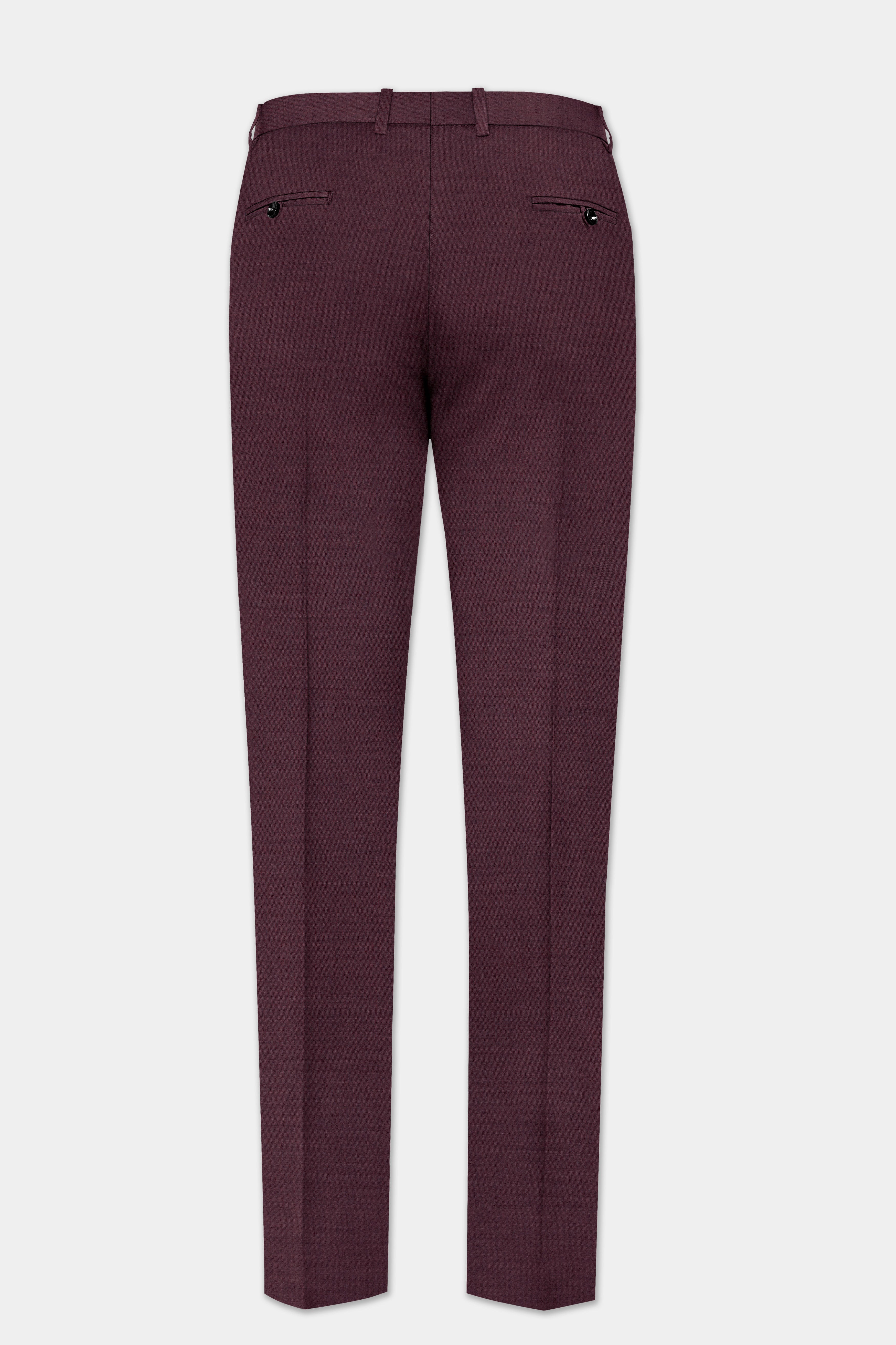 Crater Maroon Solid Wool Blend Single Breasted Suit