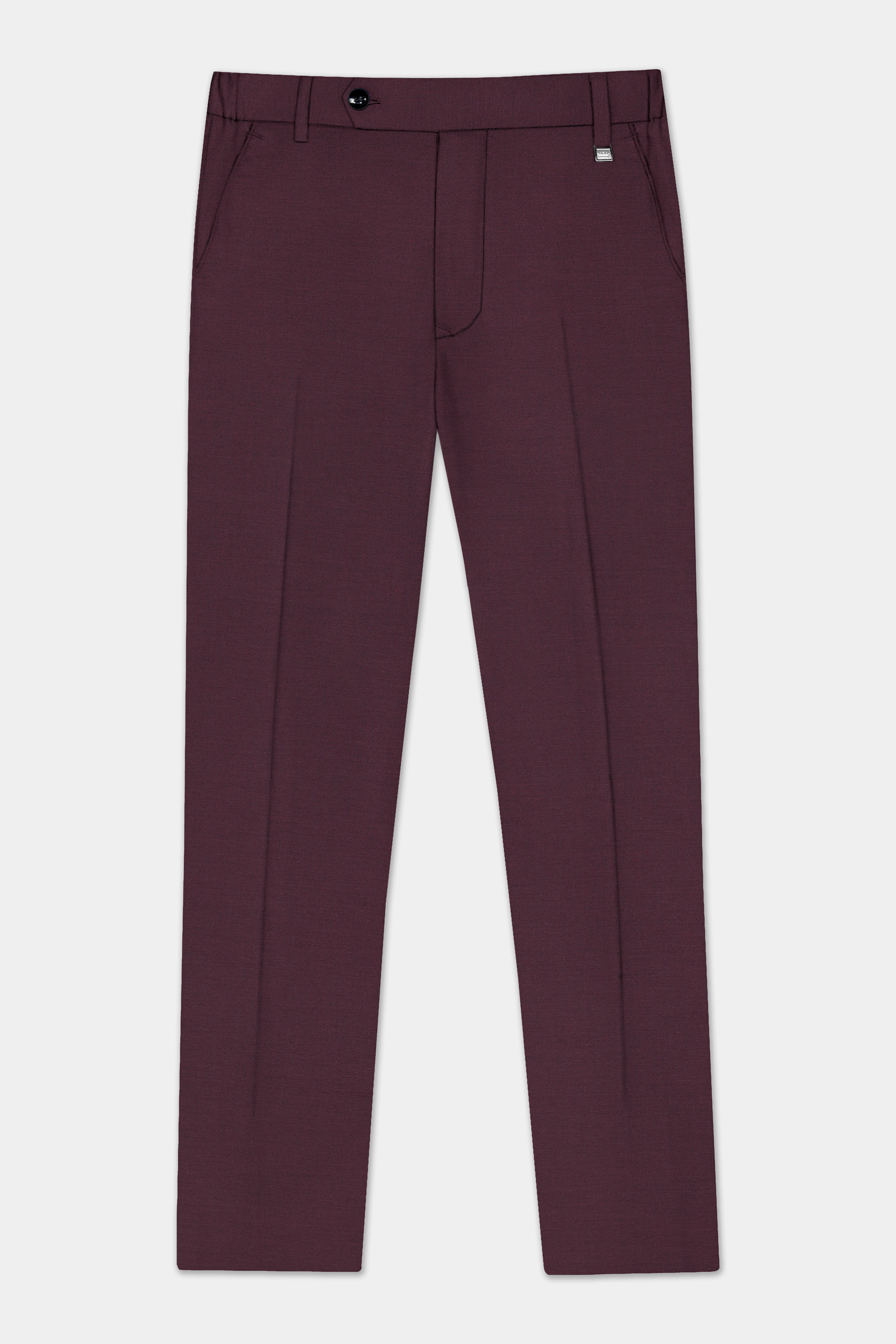 Crater Maroon Solid Wool Blend Single Breasted Suit