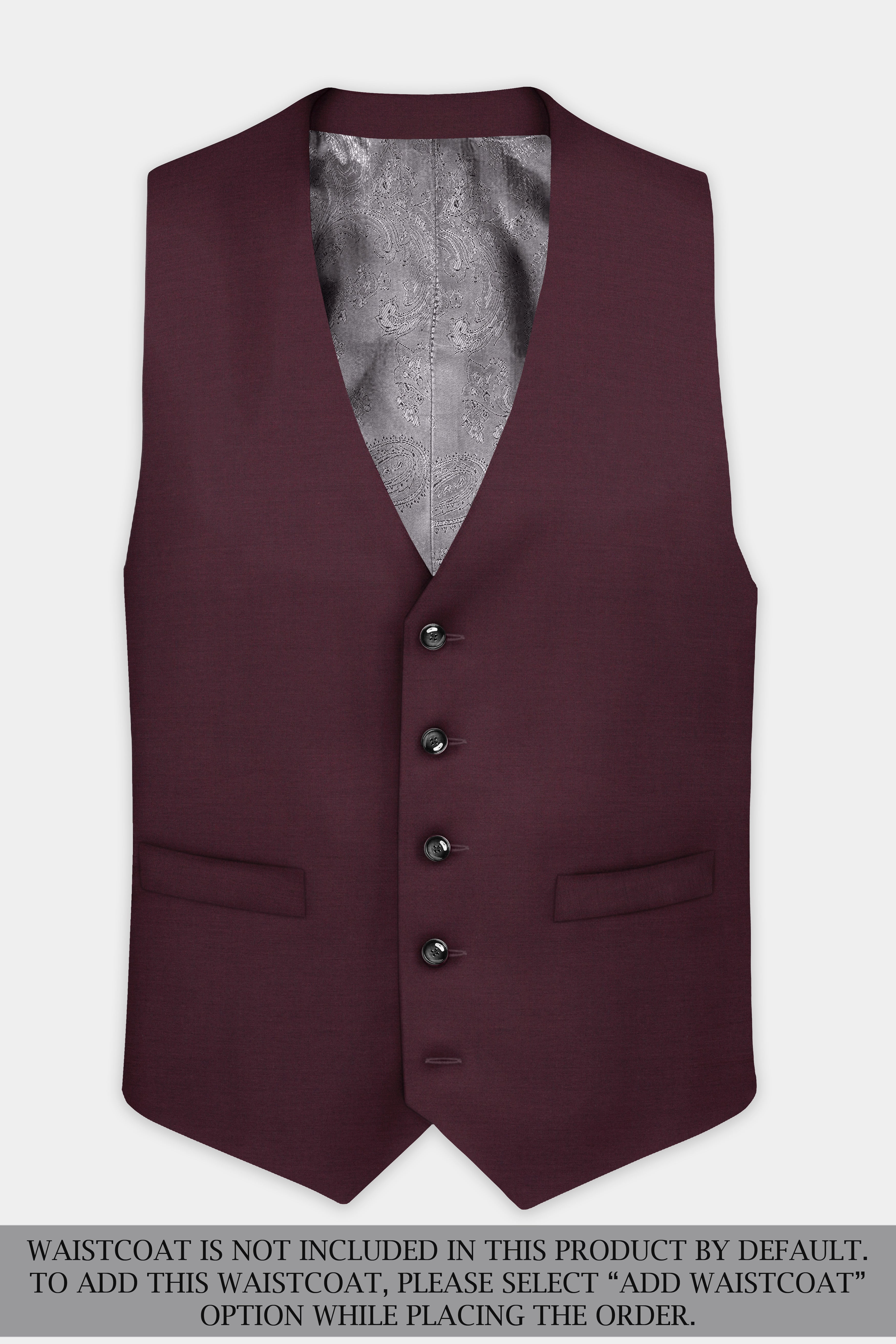 Crater Maroon Solid Wool Blend Single Breasted Suit