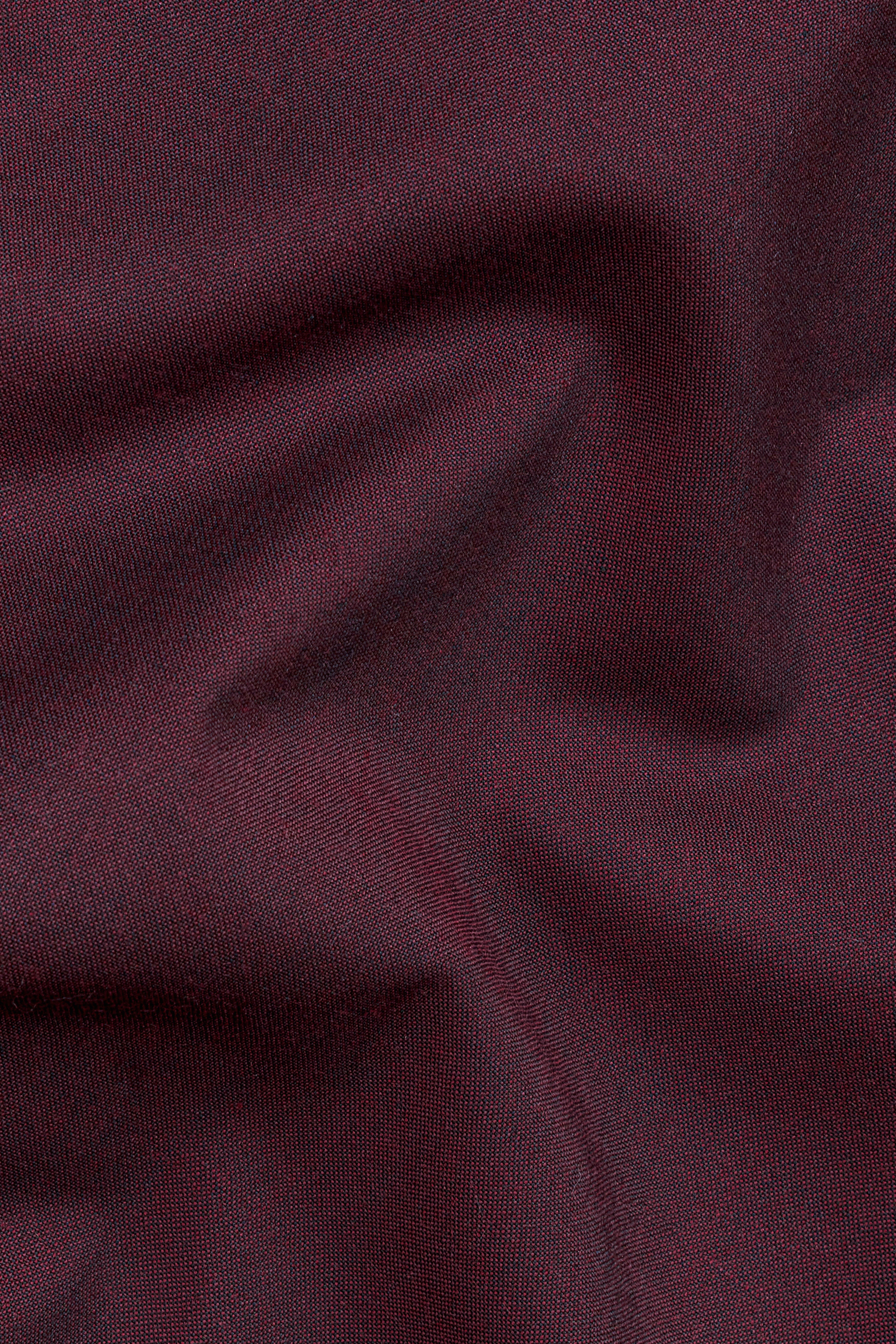 Crater Maroon Solid Wool Blend Single Breasted Suit