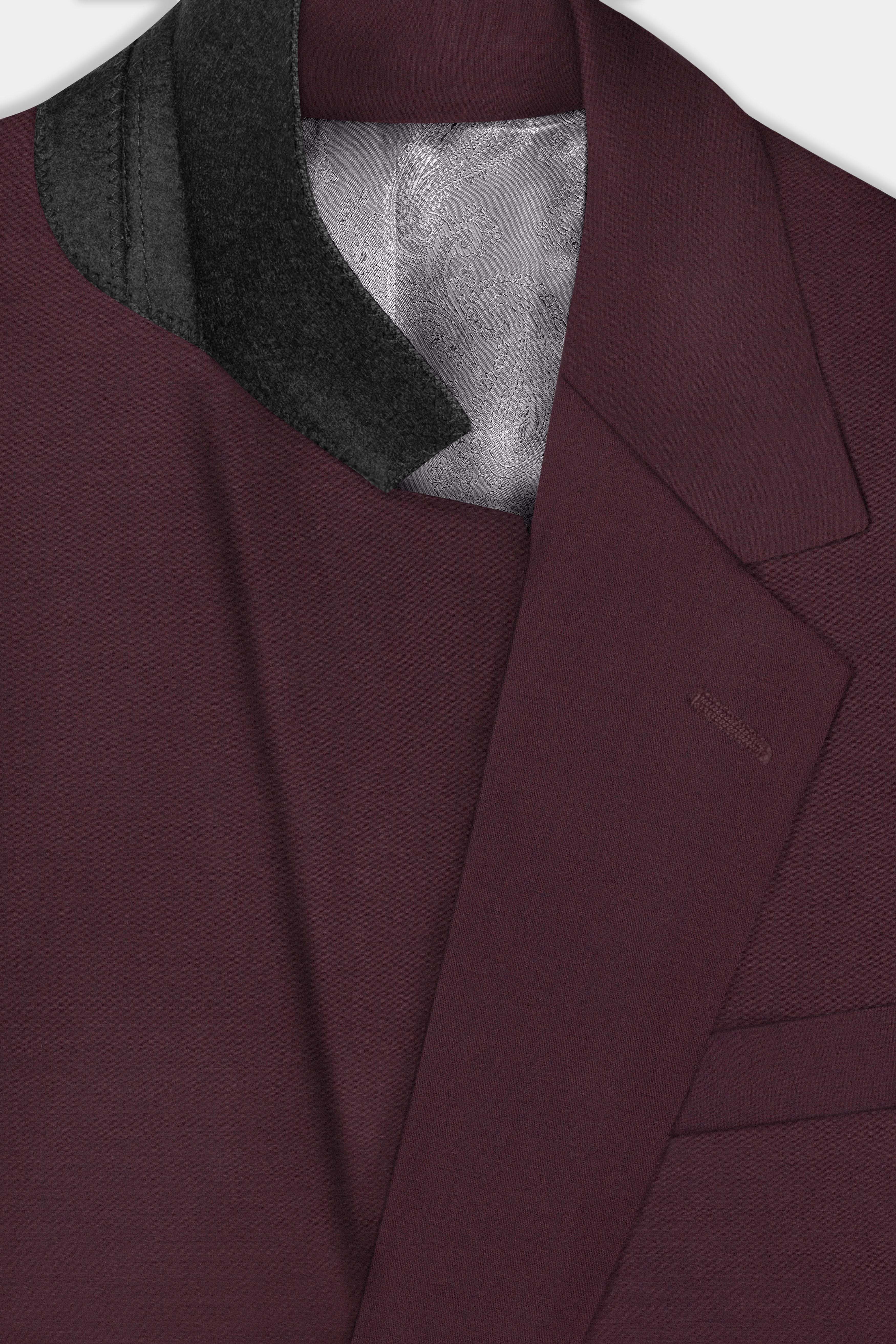 Crater Maroon Solid Wool Blend Single Breasted Suit