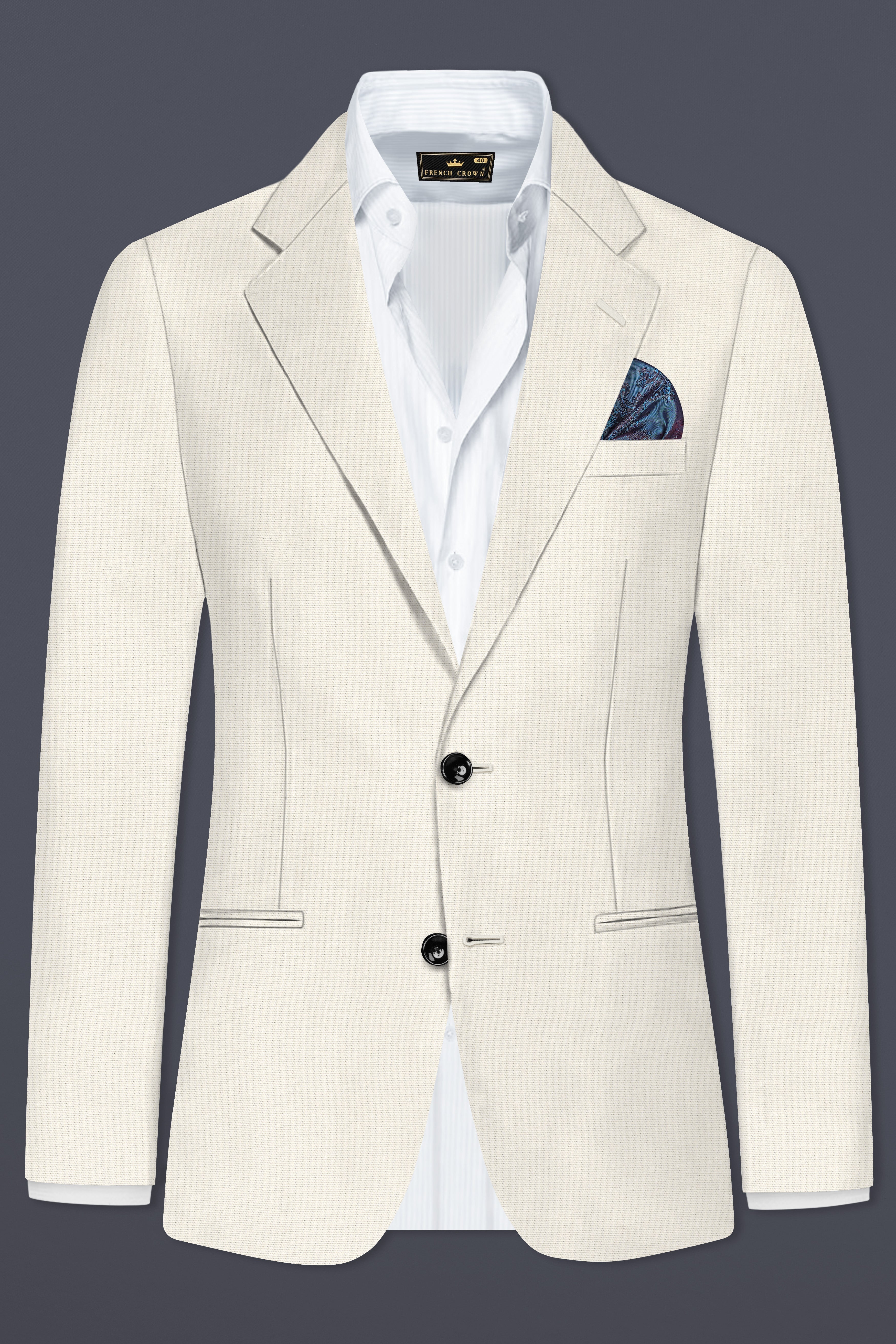 Merino Cream Solid Cotton Single Breasted Suit