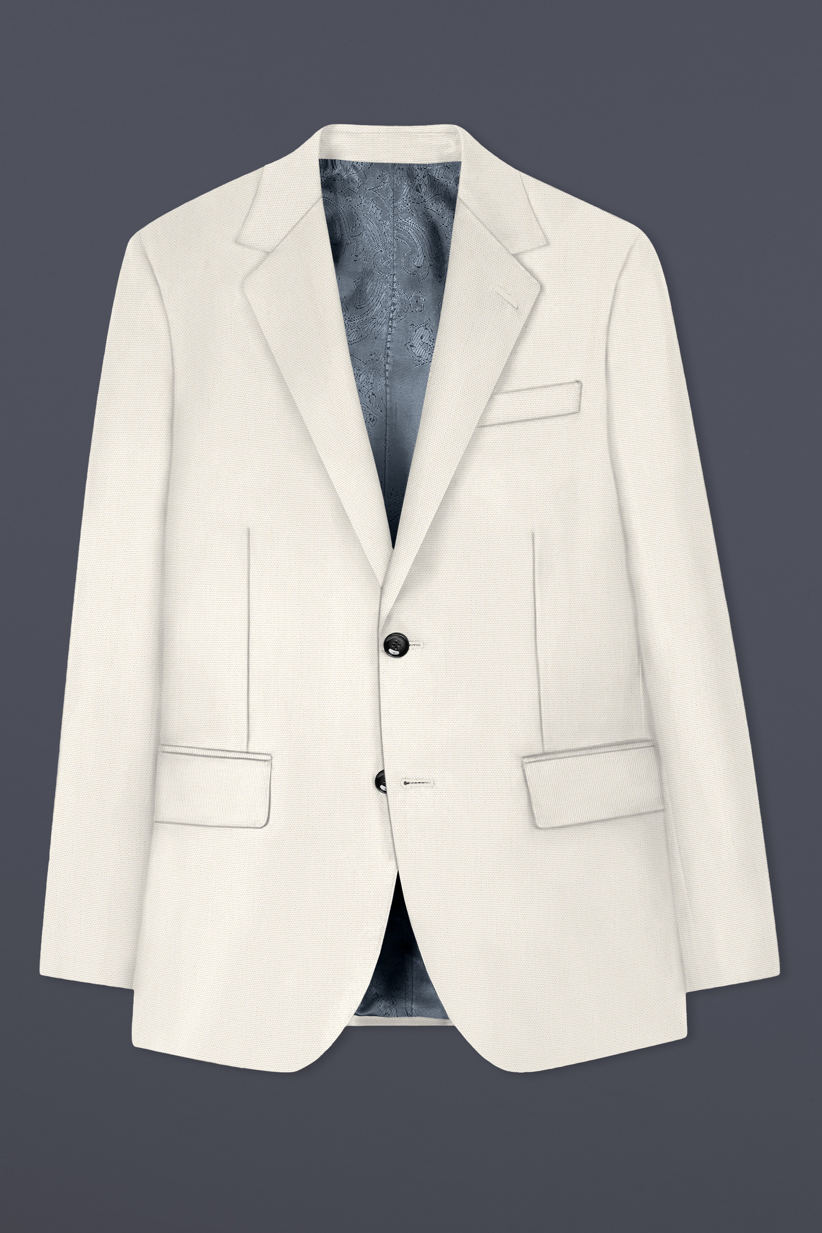 Merino Cream Solid Cotton Single Breasted Suit