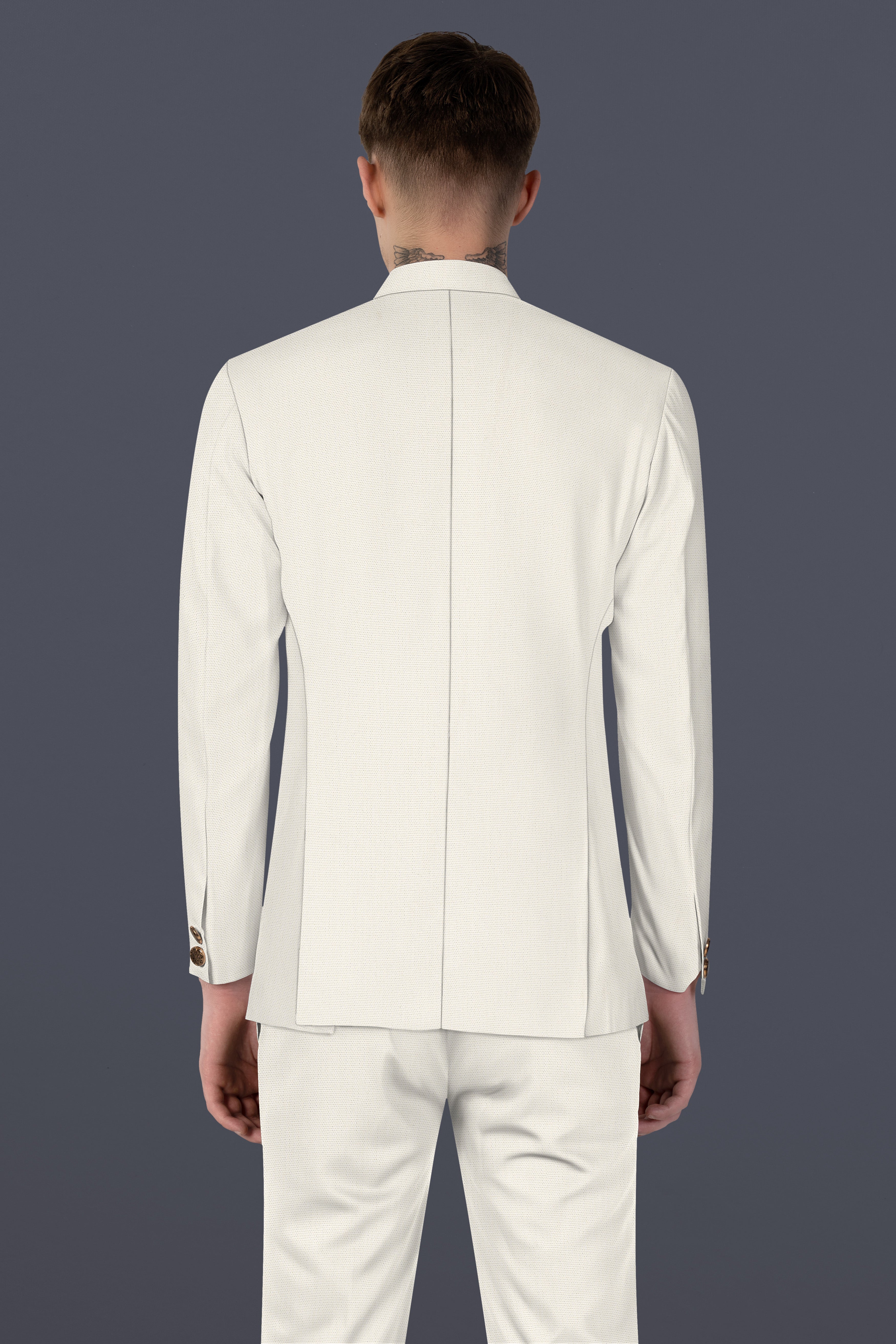 Merino Cream Solid Cotton Bandhgala Suit